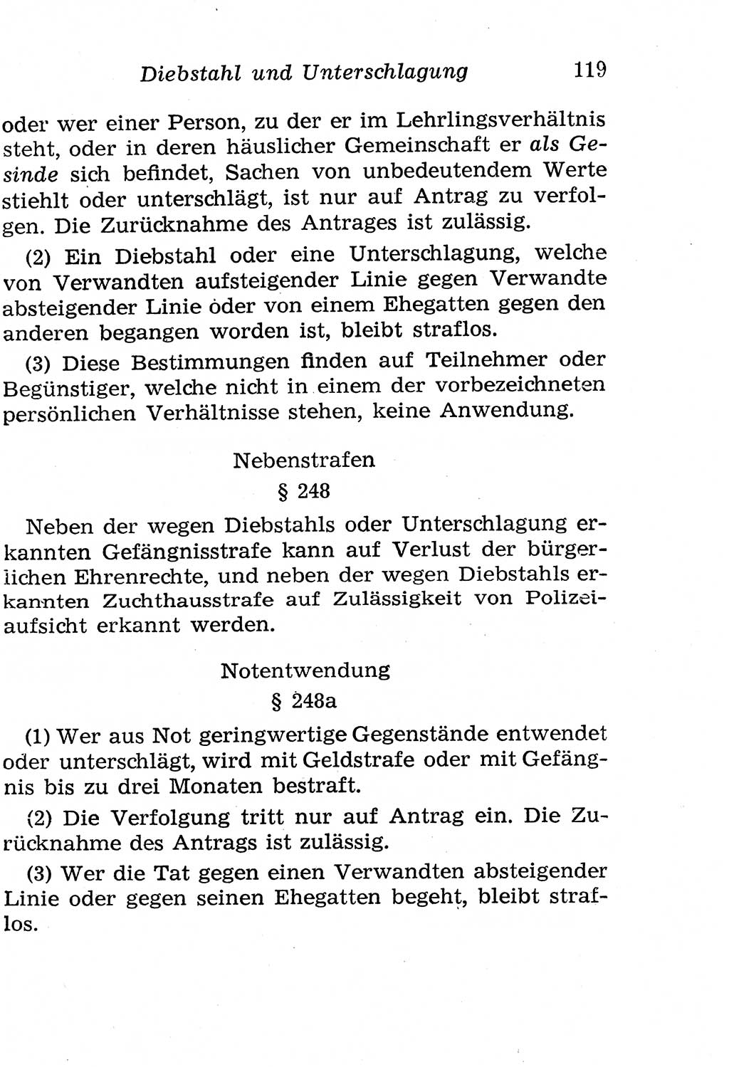 Strafgesetzbuch (StGB) und andere Strafgesetze [Deutsche Demokratische Republik (DDR)] 1958, Seite 119 (StGB Strafges. DDR 1958, S. 119)