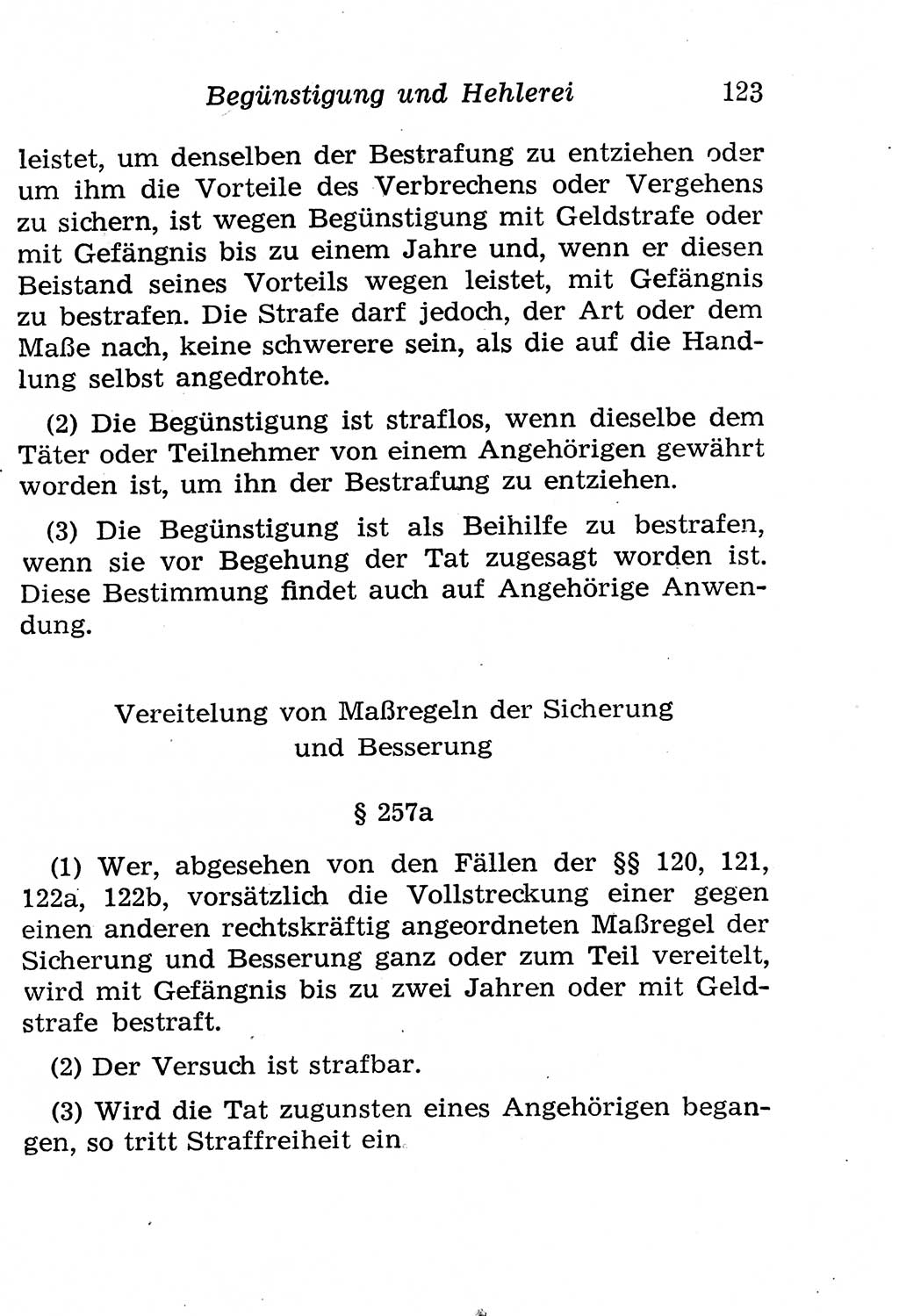 Strafgesetzbuch (StGB) und andere Strafgesetze [Deutsche Demokratische Republik (DDR)] 1958, Seite 123 (StGB Strafges. DDR 1958, S. 123)