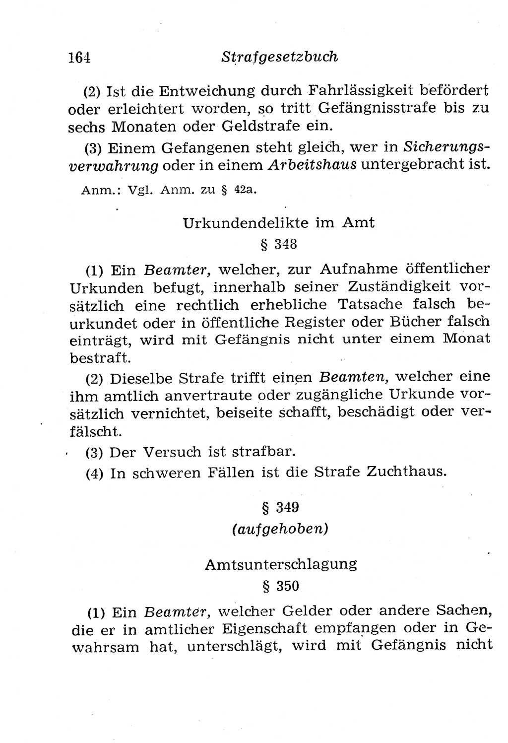 Strafgesetzbuch (StGB) und andere Strafgesetze [Deutsche Demokratische Republik (DDR)] 1958, Seite 164 (StGB Strafges. DDR 1958, S. 164)