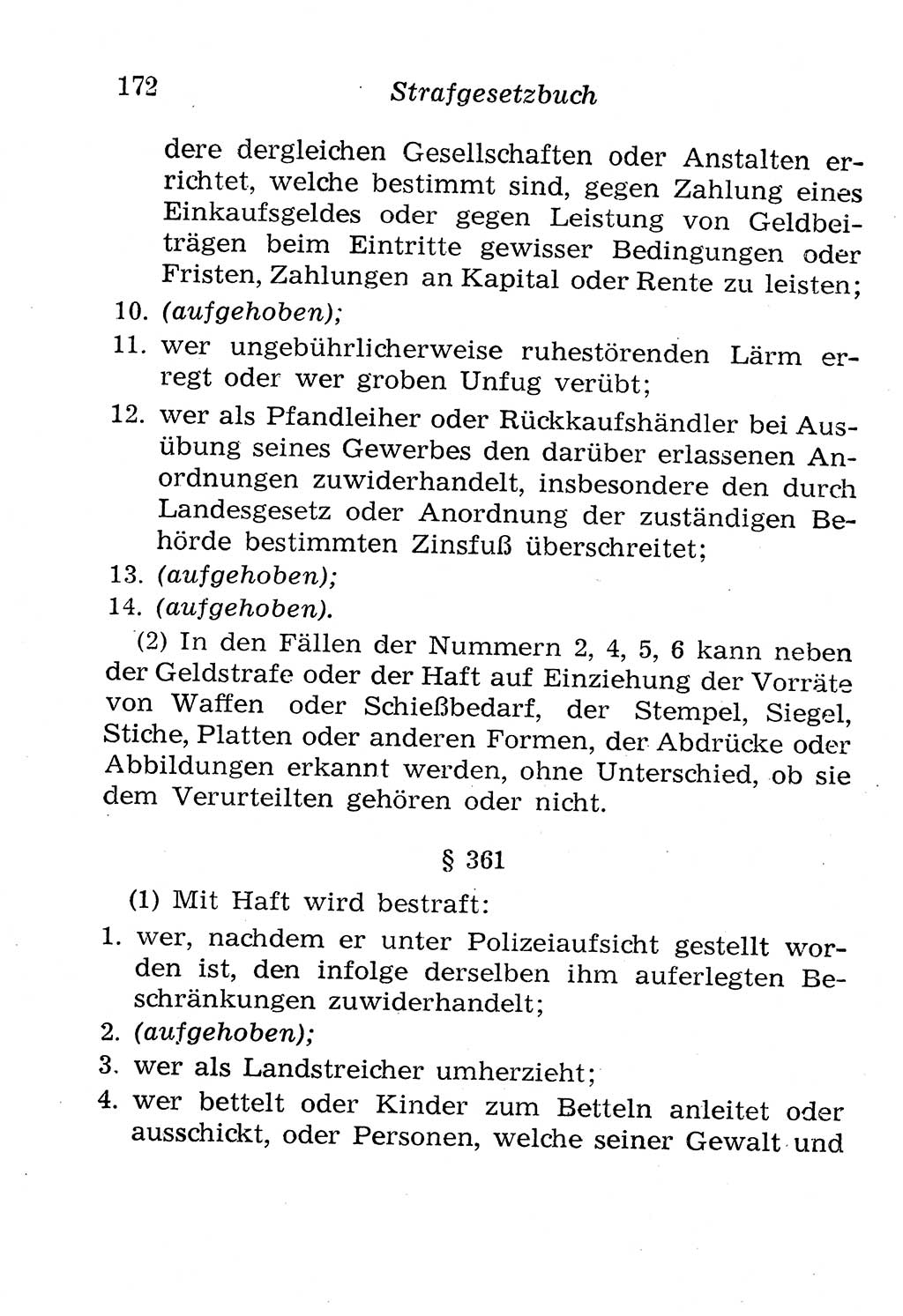 Strafgesetzbuch (StGB) und andere Strafgesetze [Deutsche Demokratische Republik (DDR)] 1958, Seite 172 (StGB Strafges. DDR 1958, S. 172)