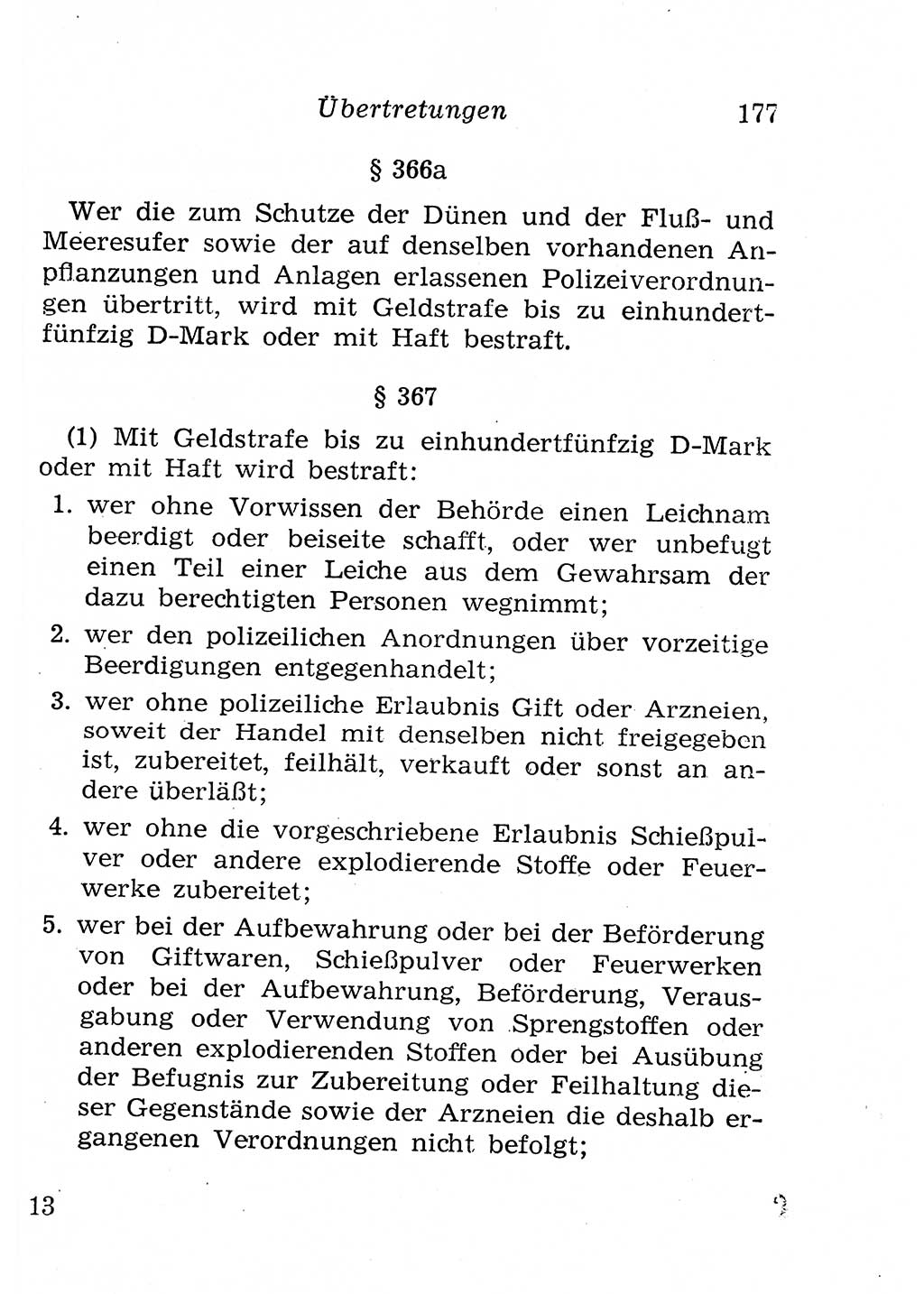 Strafgesetzbuch (StGB) und andere Strafgesetze [Deutsche Demokratische Republik (DDR)] 1958, Seite 177 (StGB Strafges. DDR 1958, S. 177)