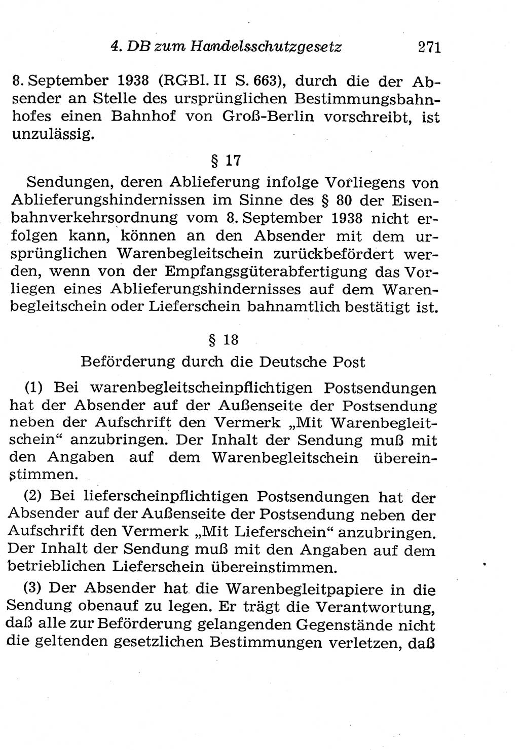 Strafgesetzbuch (StGB) und andere Strafgesetze [Deutsche Demokratische Republik (DDR)] 1958, Seite 271 (StGB Strafges. DDR 1958, S. 271)