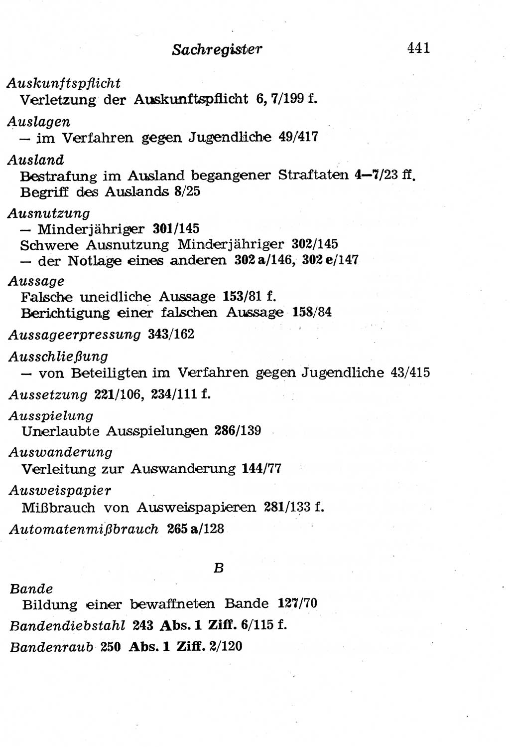 Strafgesetzbuch (StGB) und andere Strafgesetze [Deutsche Demokratische Republik (DDR)] 1958, Seite 441 (StGB Strafges. DDR 1958, S. 441)