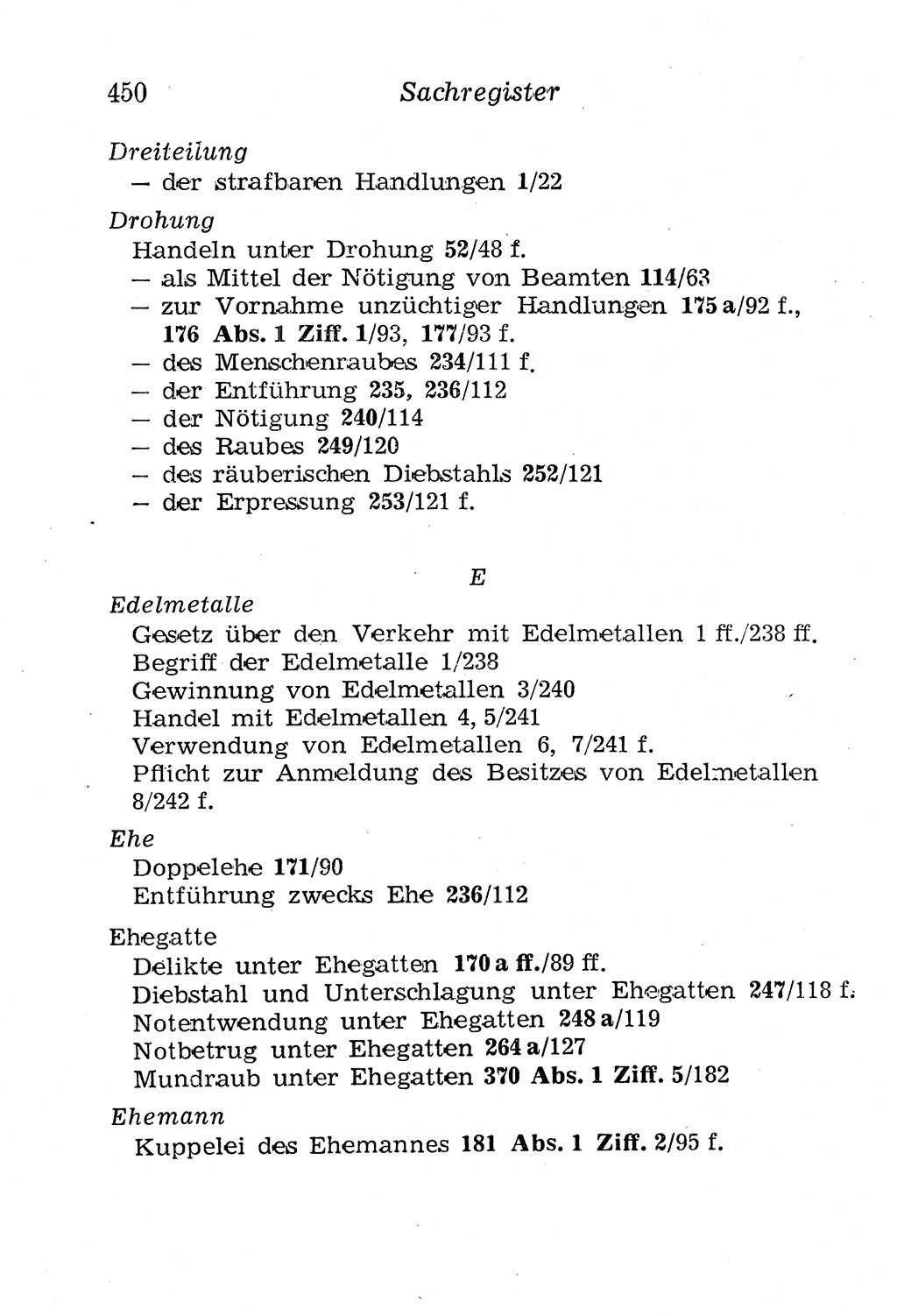 Strafgesetzbuch (StGB) und andere Strafgesetze [Deutsche Demokratische Republik (DDR)] 1958, Seite 450 (StGB Strafges. DDR 1958, S. 450)