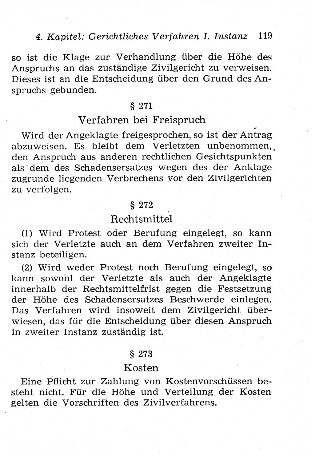 Strafprozeßordnung (StPO), Gerichtsverfassungsgesetz (GVG), Staatsanwaltsgesetz (StAG), Jugendgerichtsgesetz (JGG) und Strafregistergesetz (StRegG) [Deutsche Demokratische Republik (DDR)] 1958, Seite 119 (StPO GVG StAG JGG StRegG DDR 1958, S. 119)