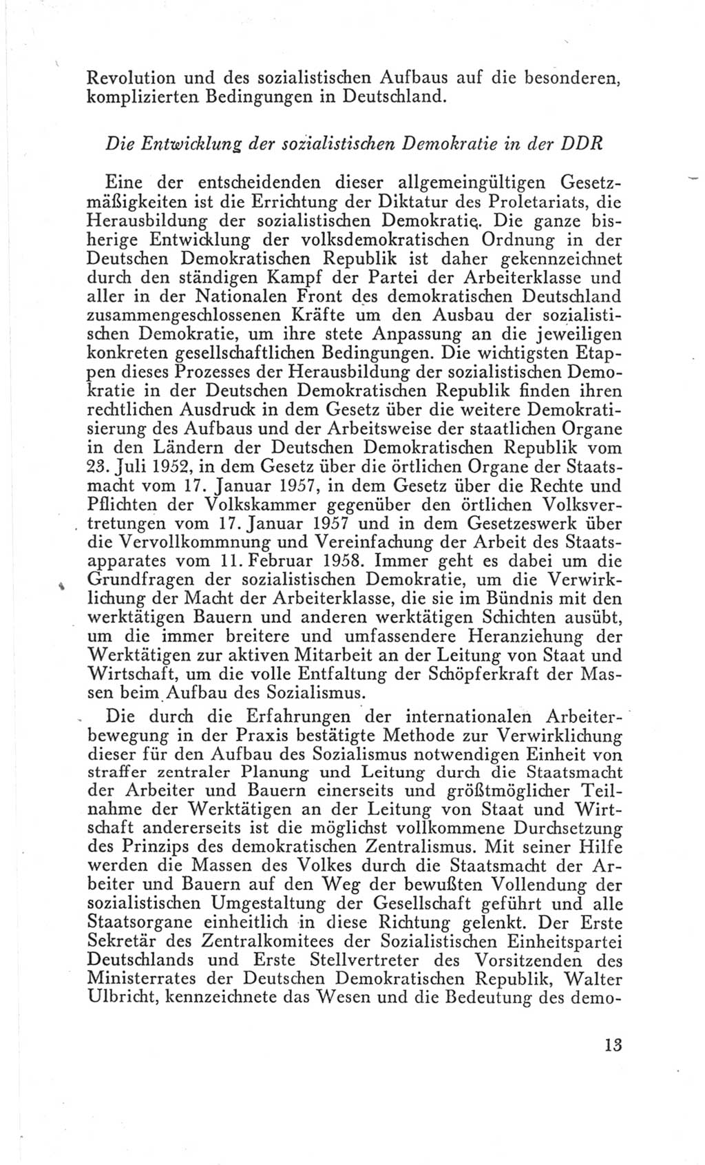 Handbuch der Volkskammer (VK) der Deutschen Demokratischen Republik (DDR), 3. Wahlperiode 1958-1963, Seite 13 (Hdb. VK. DDR 3. WP. 1958-1963, S. 13)