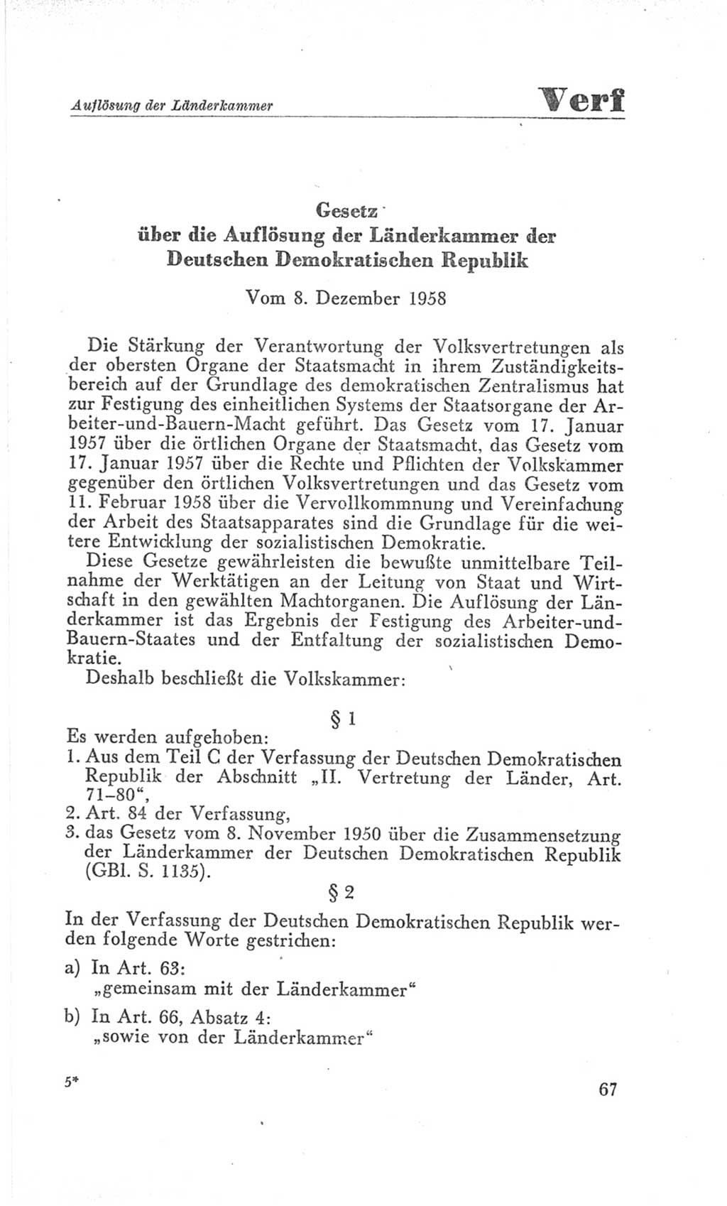 Handbuch der Volkskammer (VK) der Deutschen Demokratischen Republik (DDR), 3. Wahlperiode 1958-1963, Seite 67 (Hdb. VK. DDR 3. WP. 1958-1963, S. 67)