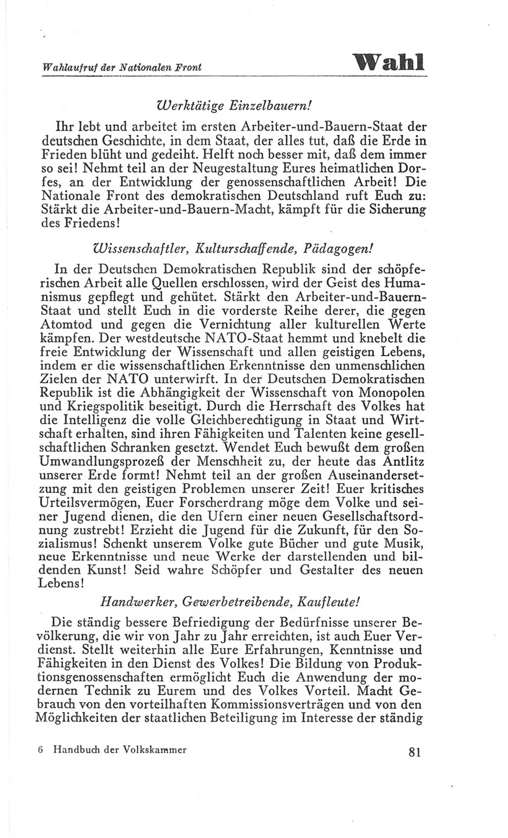 Handbuch der Volkskammer (VK) der Deutschen Demokratischen Republik (DDR), 3. Wahlperiode 1958-1963, Seite 81 (Hdb. VK. DDR 3. WP. 1958-1963, S. 81)