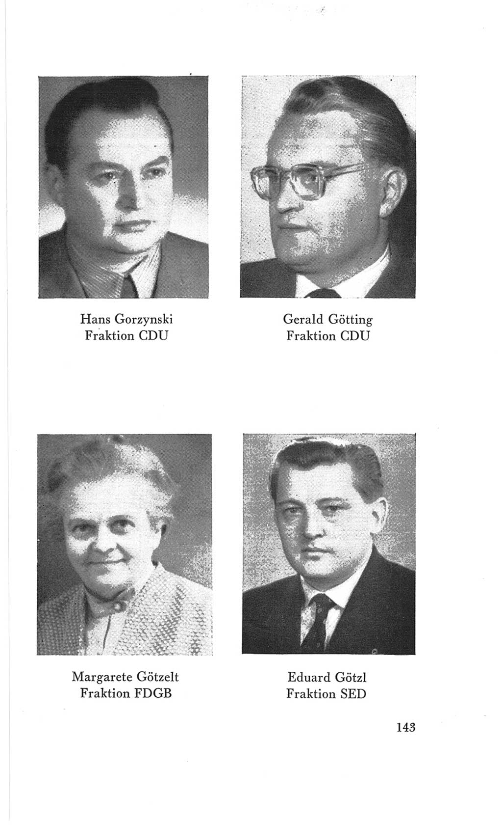 Handbuch der Volkskammer (VK) der Deutschen Demokratischen Republik (DDR), 3. Wahlperiode 1958-1963, Seite 143 (Hdb. VK. DDR 3. WP. 1958-1963, S. 143)