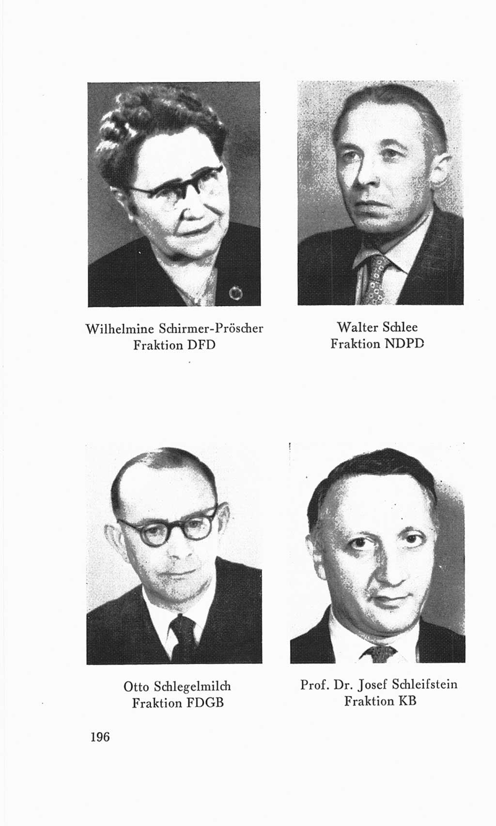 Handbuch der Volkskammer (VK) der Deutschen Demokratischen Republik (DDR), 3. Wahlperiode 1958-1963, Seite 196 (Hdb. VK. DDR 3. WP. 1958-1963, S. 196)