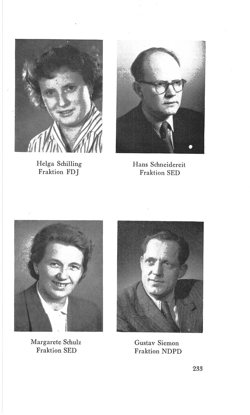 Handbuch der Volkskammer (VK) der Deutschen Demokratischen Republik (DDR), 3. Wahlperiode 1958-1963, Seite 233 (Hdb. VK. DDR 3. WP. 1958-1963, S. 233)