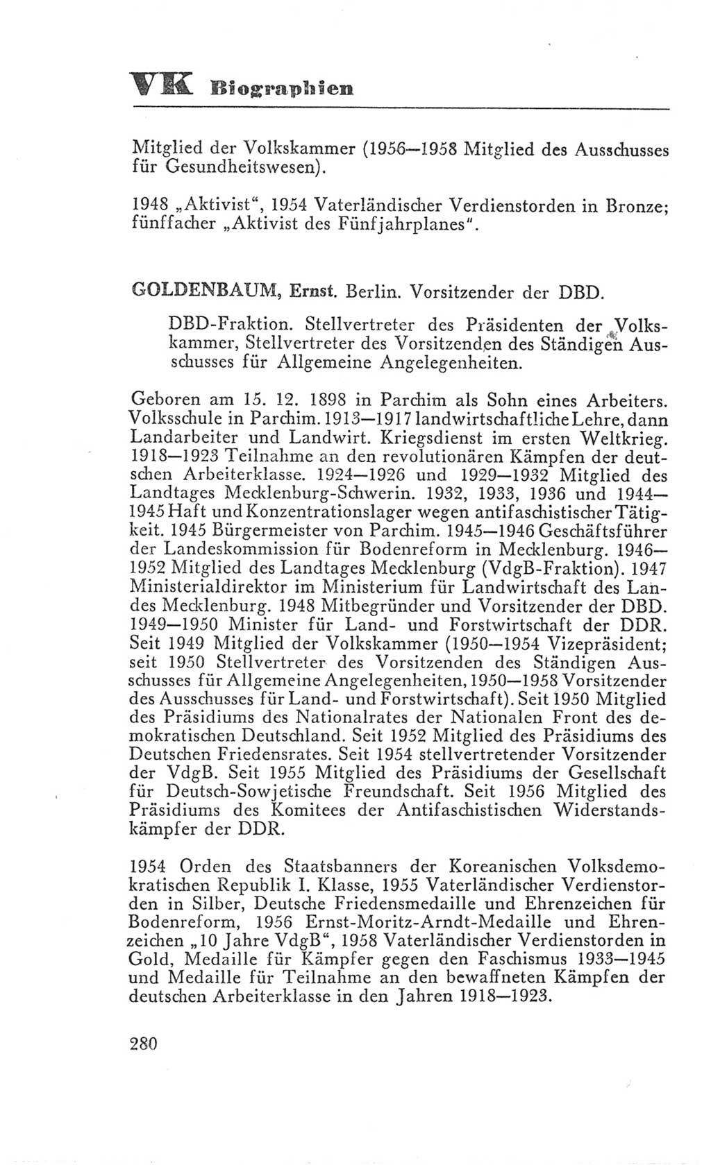 Handbuch der Volkskammer (VK) der Deutschen Demokratischen Republik (DDR), 3. Wahlperiode 1958-1963, Seite 280 (Hdb. VK. DDR 3. WP. 1958-1963, S. 280)