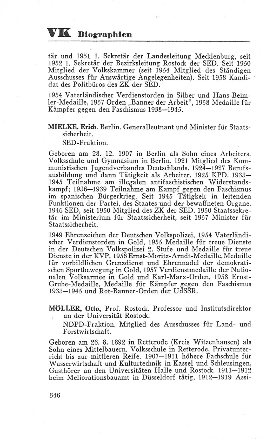 Handbuch der Volkskammer (VK) der Deutschen Demokratischen Republik (DDR), 3. Wahlperiode 1958-1963, Seite 346 (Hdb. VK. DDR 3. WP. 1958-1963, S. 346)