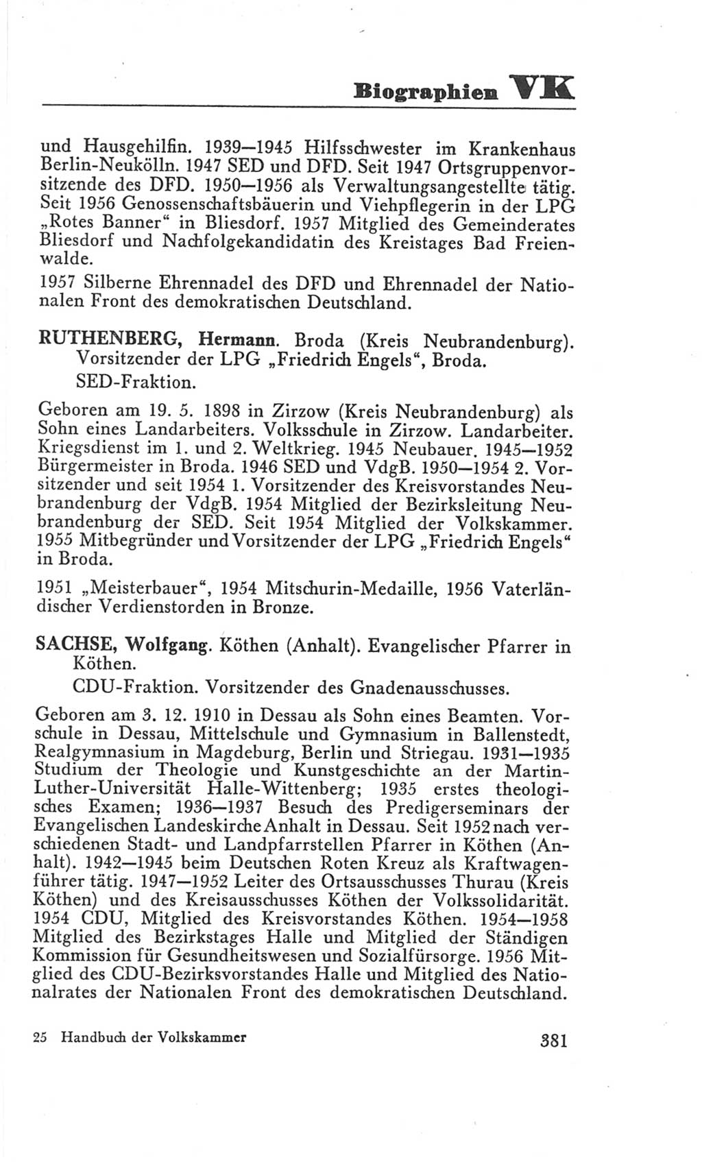 Handbuch der Volkskammer (VK) der Deutschen Demokratischen Republik (DDR), 3. Wahlperiode 1958-1963, Seite 381 (Hdb. VK. DDR 3. WP. 1958-1963, S. 381)