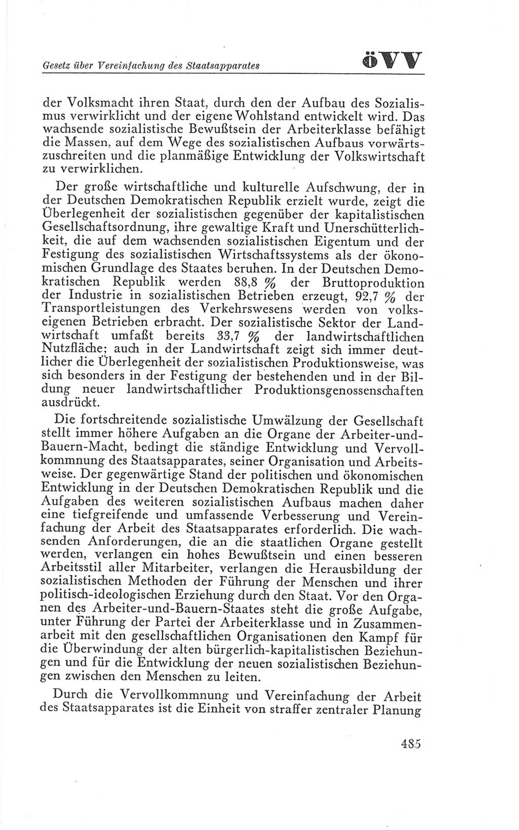 Handbuch der Volkskammer (VK) der Deutschen Demokratischen Republik (DDR), 3. Wahlperiode 1958-1963, Seite 485 (Hdb. VK. DDR 3. WP. 1958-1963, S. 485)