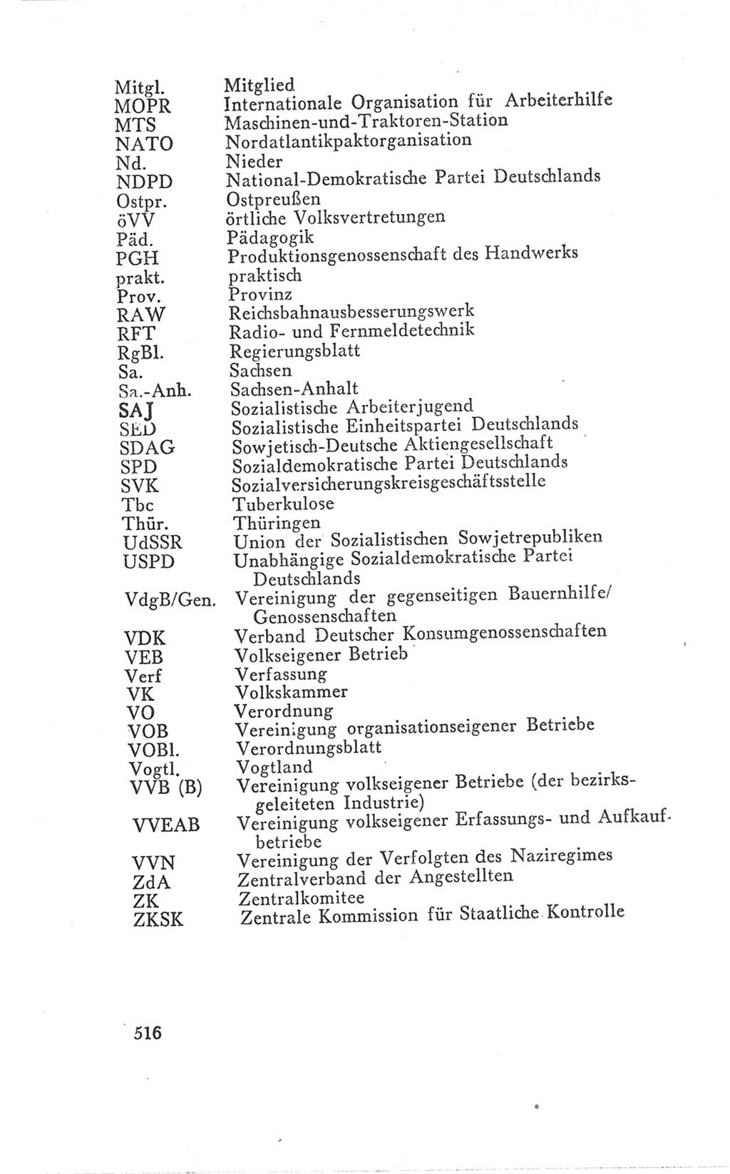 Handbuch der Volkskammer (VK) der Deutschen Demokratischen Republik (DDR), 3. Wahlperiode 1958-1963, Seite 516 (Hdb. VK. DDR 3. WP. 1958-1963, S. 516)