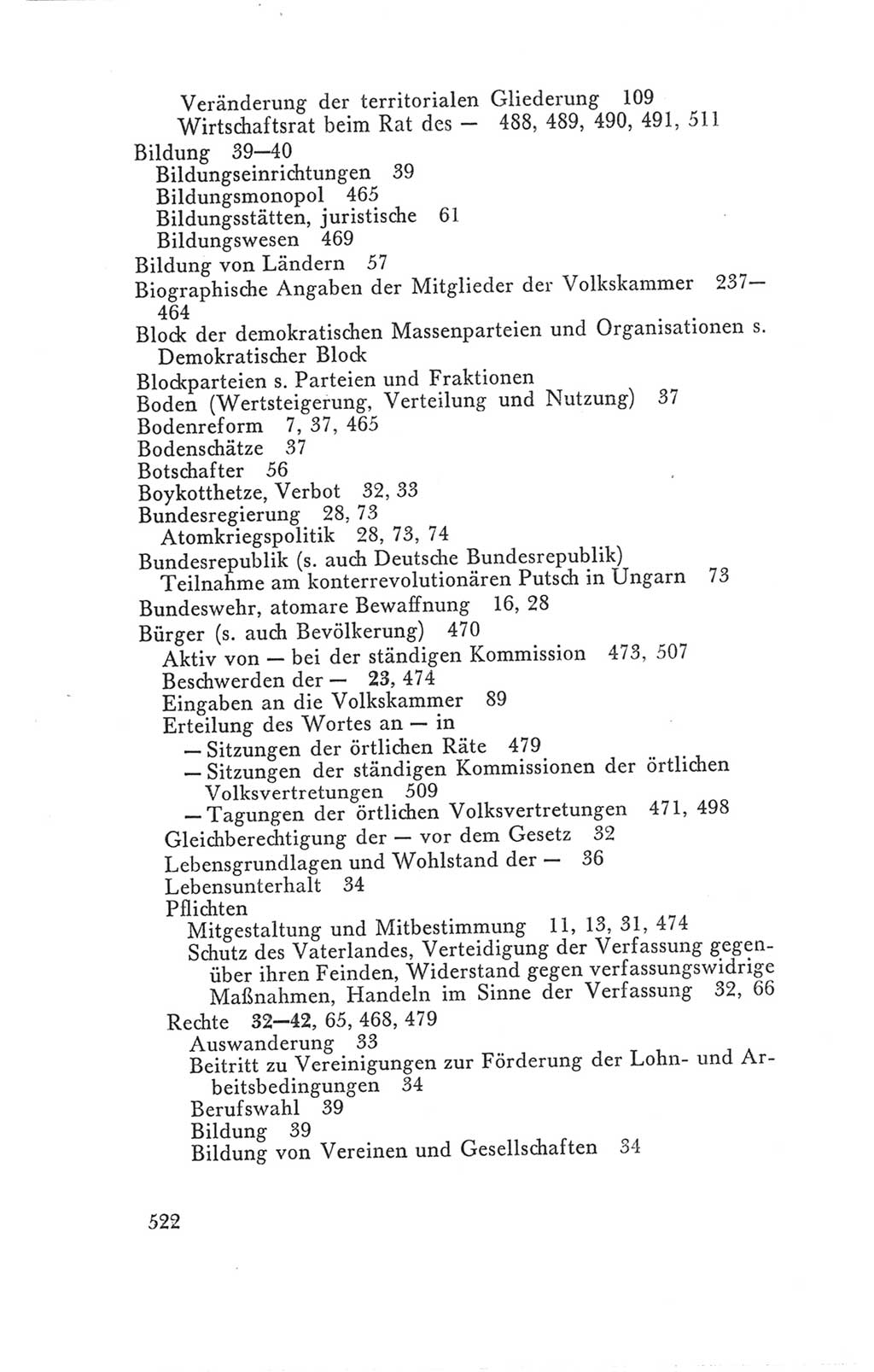 Handbuch der Volkskammer (VK) der Deutschen Demokratischen Republik (DDR), 3. Wahlperiode 1958-1963, Seite 522 (Hdb. VK. DDR 3. WP. 1958-1963, S. 522)