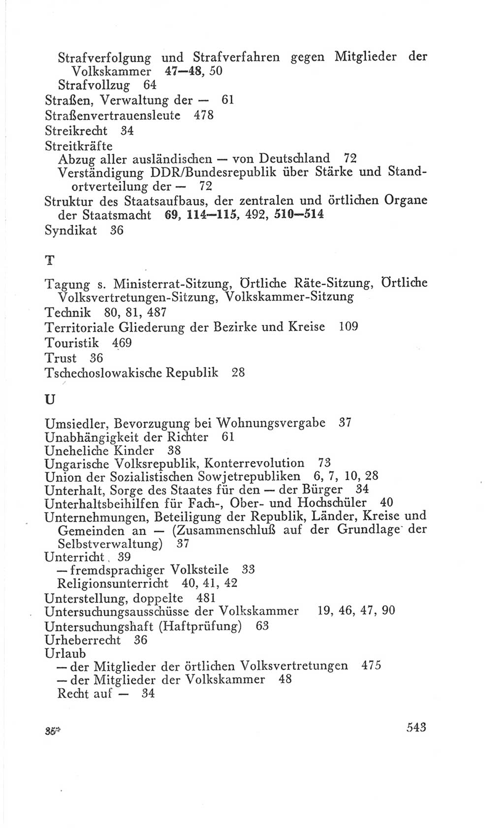 Handbuch der Volkskammer (VK) der Deutschen Demokratischen Republik (DDR), 3. Wahlperiode 1958-1963, Seite 543 (Hdb. VK. DDR 3. WP. 1958-1963, S. 543)