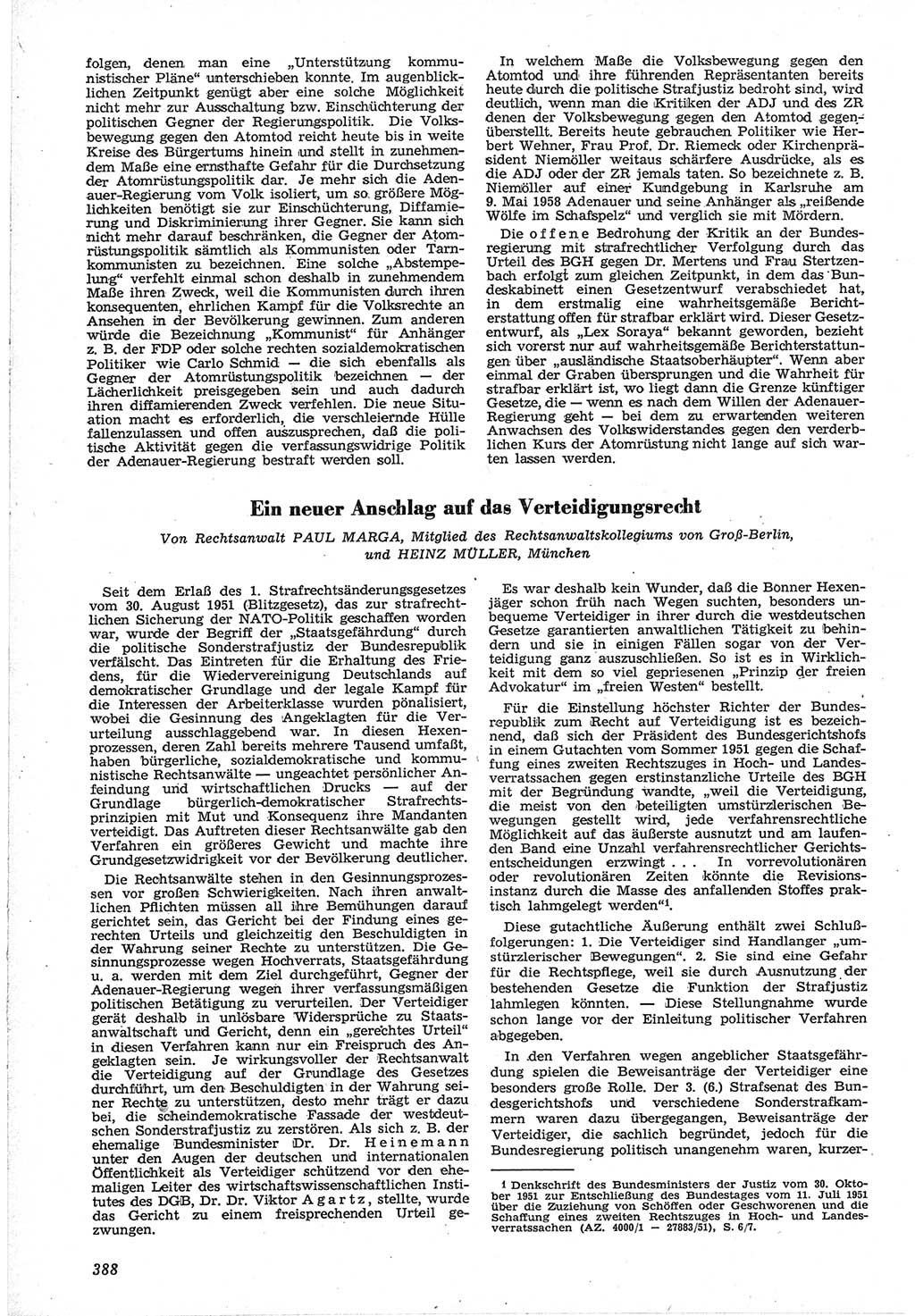 Neue Justiz (NJ), Zeitschrift für Recht und Rechtswissenschaft [Deutsche Demokratische Republik (DDR)], 12. Jahrgang 1958, Seite 388 (NJ DDR 1958, S. 388)