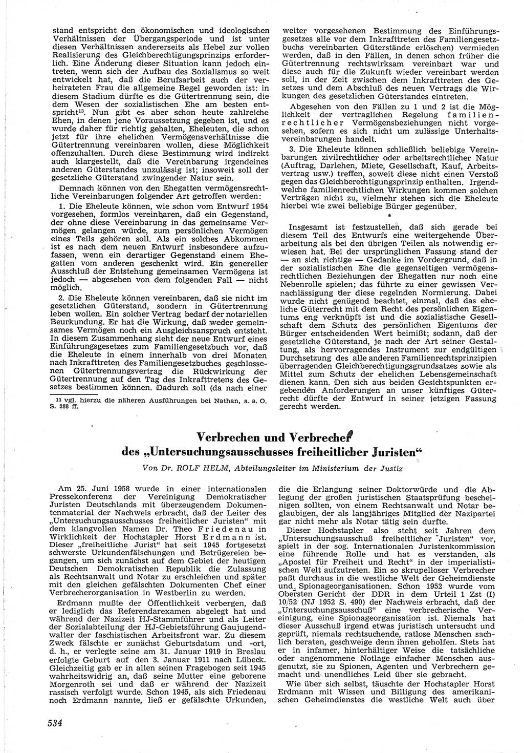 Neue Justiz (NJ), Zeitschrift für Recht und Rechtswissenschaft [Deutsche Demokratische Republik (DDR)], 12. Jahrgang 1958, Seite 534 (NJ DDR 1958, S. 534)