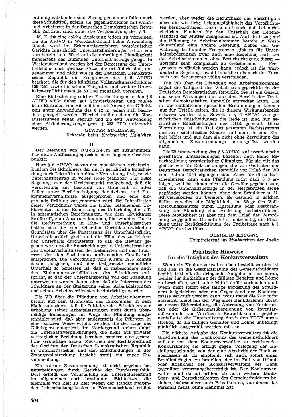 Neue Justiz (NJ), Zeitschrift für Recht und Rechtswissenschaft [Deutsche Demokratische Republik (DDR)], 12. Jahrgang 1958, Seite 604 (NJ DDR 1958, S. 604)