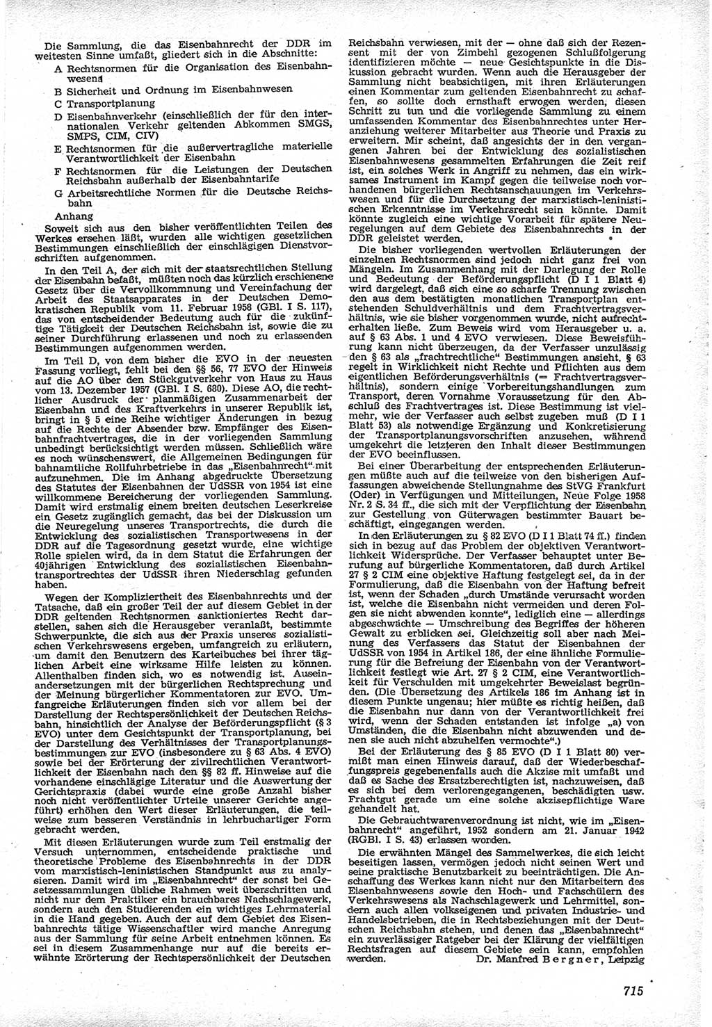 Neue Justiz (NJ), Zeitschrift für Recht und Rechtswissenschaft [Deutsche Demokratische Republik (DDR)], 12. Jahrgang 1958, Seite 715 (NJ DDR 1958, S. 715)