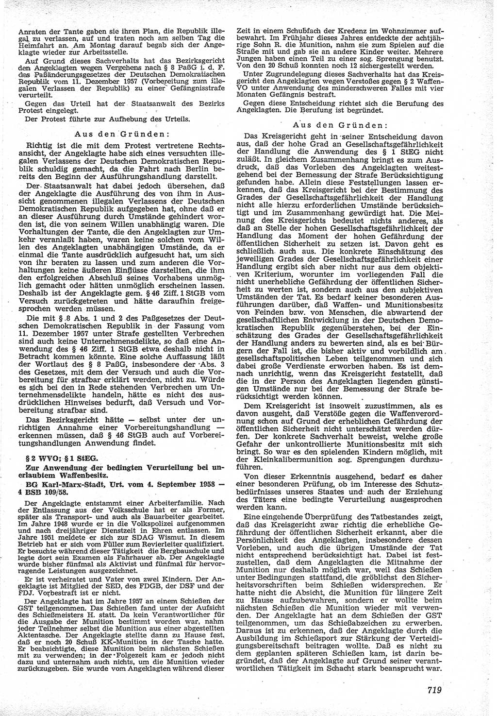 Neue Justiz (NJ), Zeitschrift für Recht und Rechtswissenschaft [Deutsche Demokratische Republik (DDR)], 12. Jahrgang 1958, Seite 719 (NJ DDR 1958, S. 719)