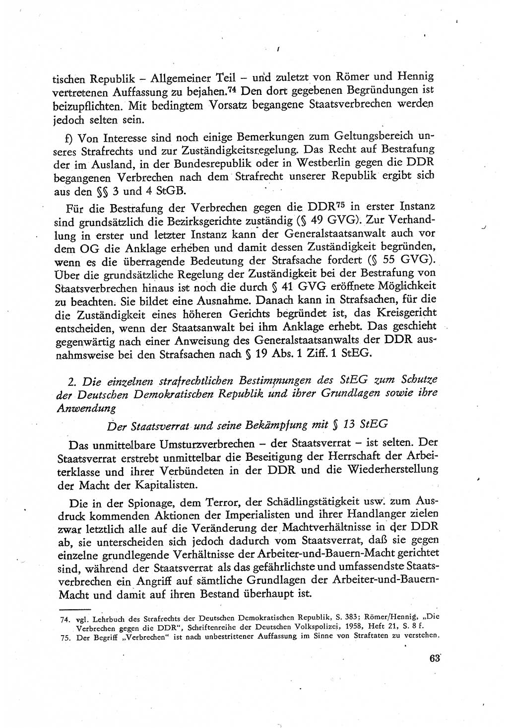 Beiträge zum Strafrecht [Deutsche Demokratische Republik (DDR)], Staatsverbrechen 1959, Seite 63 (Beitr. Strafr. DDR St.-Verbr. 1959, S. 63)