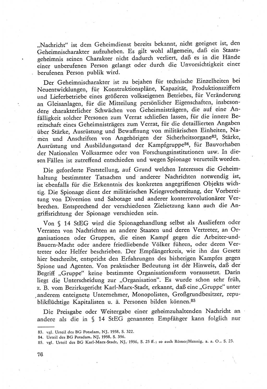 Beiträge zum Strafrecht [Deutsche Demokratische Republik (DDR)], Staatsverbrechen 1959, Seite 76 (Beitr. Strafr. DDR St.-Verbr. 1959, S. 76)