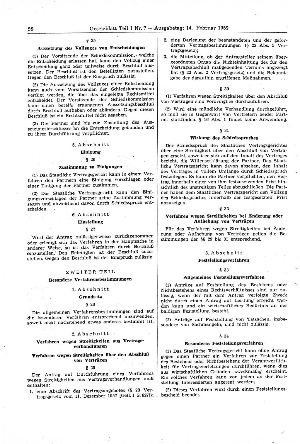 Gesetzblatt (GBl.) der Deutschen Demokratischen Republik (DDR) Teil Ⅰ 1959, Seite 90 (GBl. DDR Ⅰ 1959, S. 90)