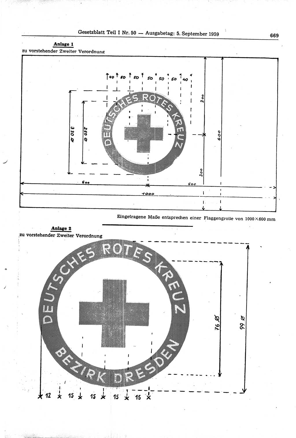 Gesetzblatt (GBl.) der Deutschen Demokratischen Republik (DDR) Teil Ⅰ 1959, Seite 669 (GBl. DDR Ⅰ 1959, S. 669)