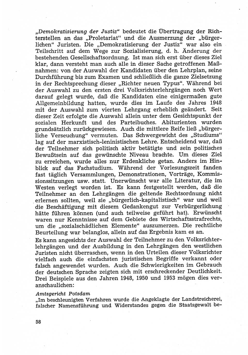 Justiz in der Sowjetischen Besatzungszone (SBZ) Deutschlands [Deutsche Demokratische Republik (DDR)], Bundesministerium für Gesamtdeutsche Fragen (BMG) [Bundesrepublik Deutschland (BRD)] 1959, Seite 58 (Just. SBZ Dtl. DDR BMG BRD 1959, S. 58)