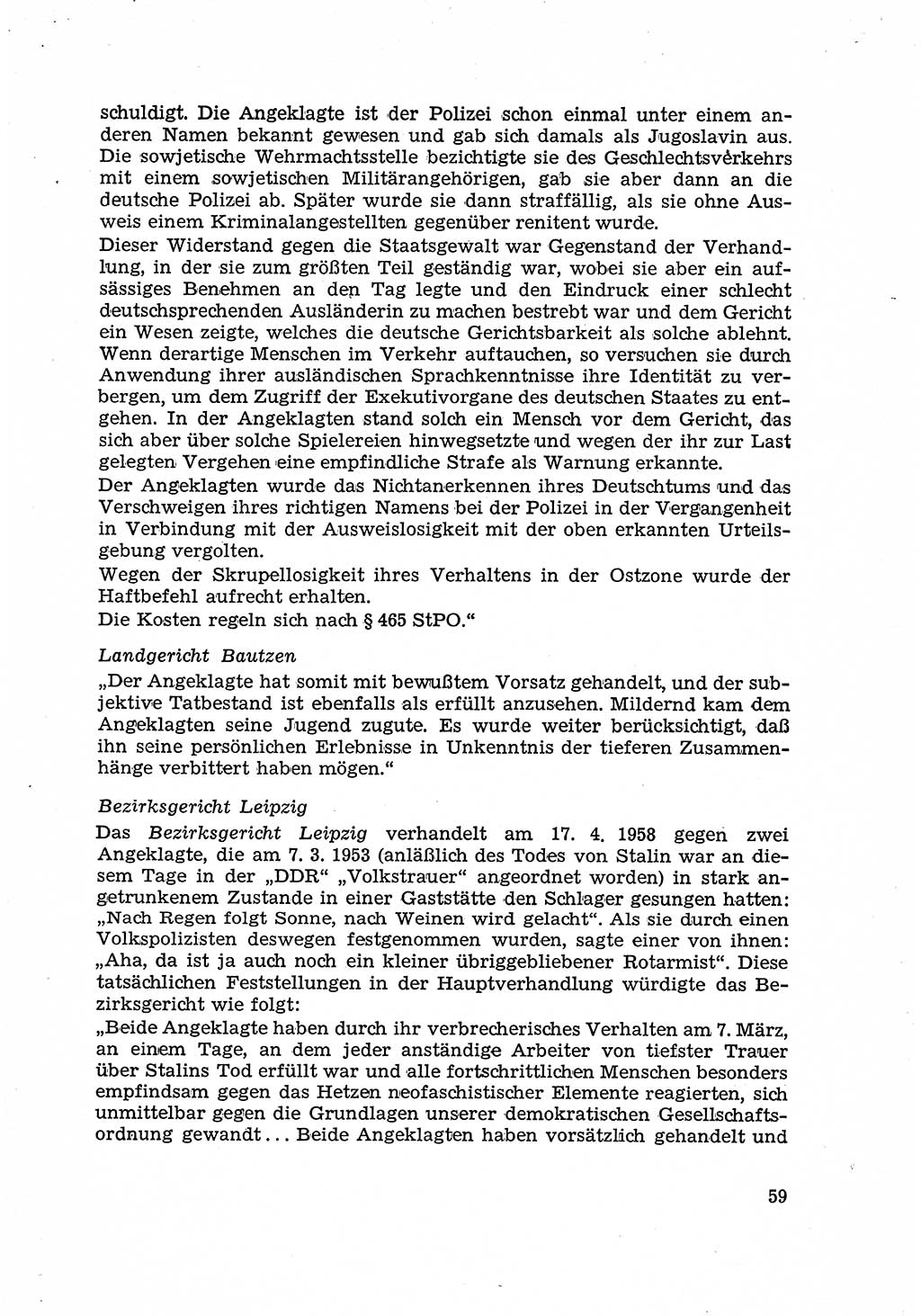 Justiz in der Sowjetischen Besatzungszone (SBZ) Deutschlands [Deutsche Demokratische Republik (DDR)], Bundesministerium für Gesamtdeutsche Fragen (BMG) [Bundesrepublik Deutschland (BRD)] 1959, Seite 59 (Just. SBZ Dtl. DDR BMG BRD 1959, S. 59)