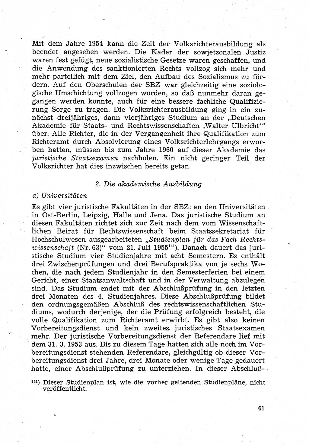 Justiz in der Sowjetischen Besatzungszone (SBZ) Deutschlands [Deutsche Demokratische Republik (DDR)], Bundesministerium für Gesamtdeutsche Fragen (BMG) [Bundesrepublik Deutschland (BRD)] 1959, Seite 61 (Just. SBZ Dtl. DDR BMG BRD 1959, S. 61)