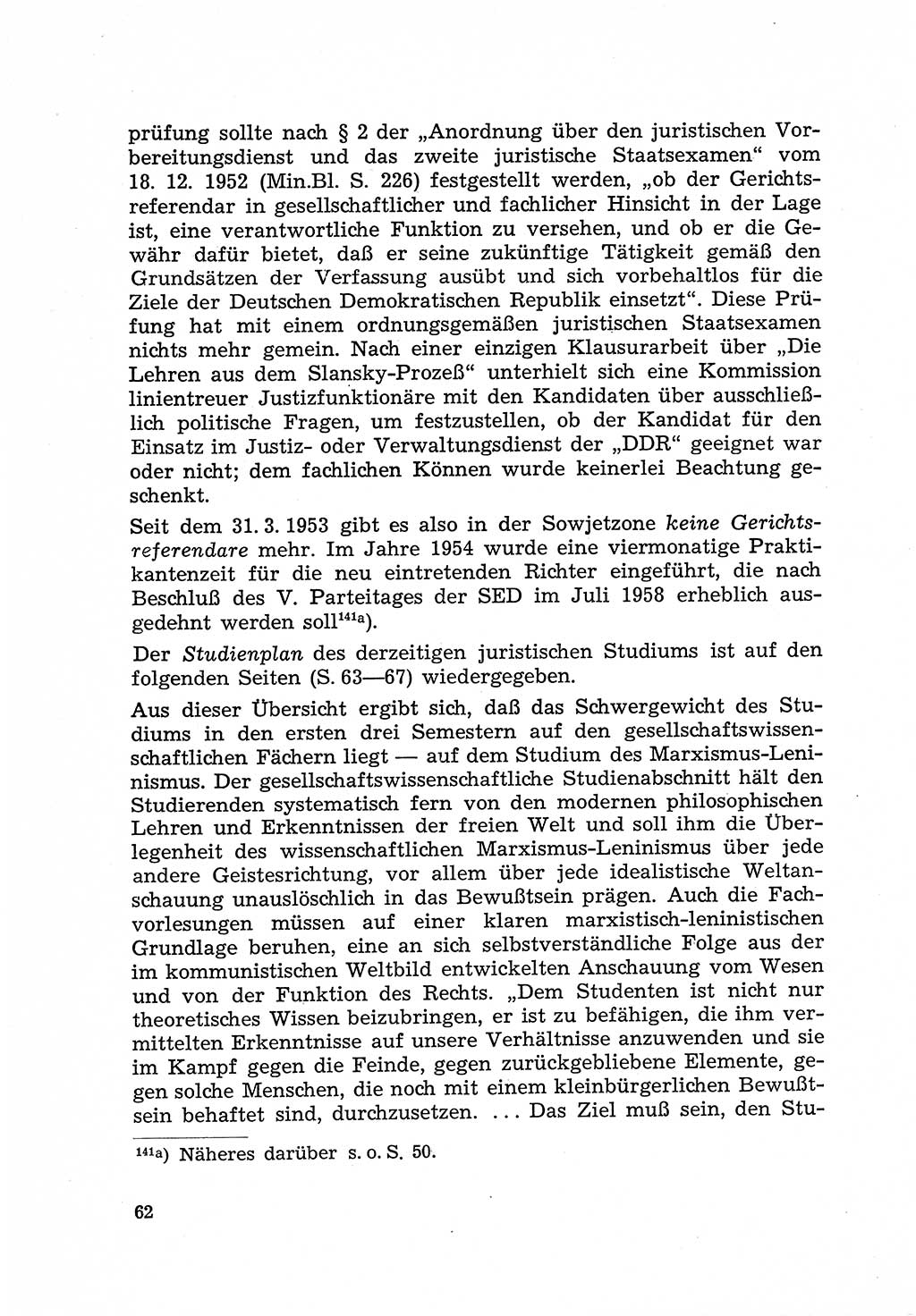 Justiz in der Sowjetischen Besatzungszone (SBZ) Deutschlands [Deutsche Demokratische Republik (DDR)], Bundesministerium für Gesamtdeutsche Fragen (BMG) [Bundesrepublik Deutschland (BRD)] 1959, Seite 62 (Just. SBZ Dtl. DDR BMG BRD 1959, S. 62)