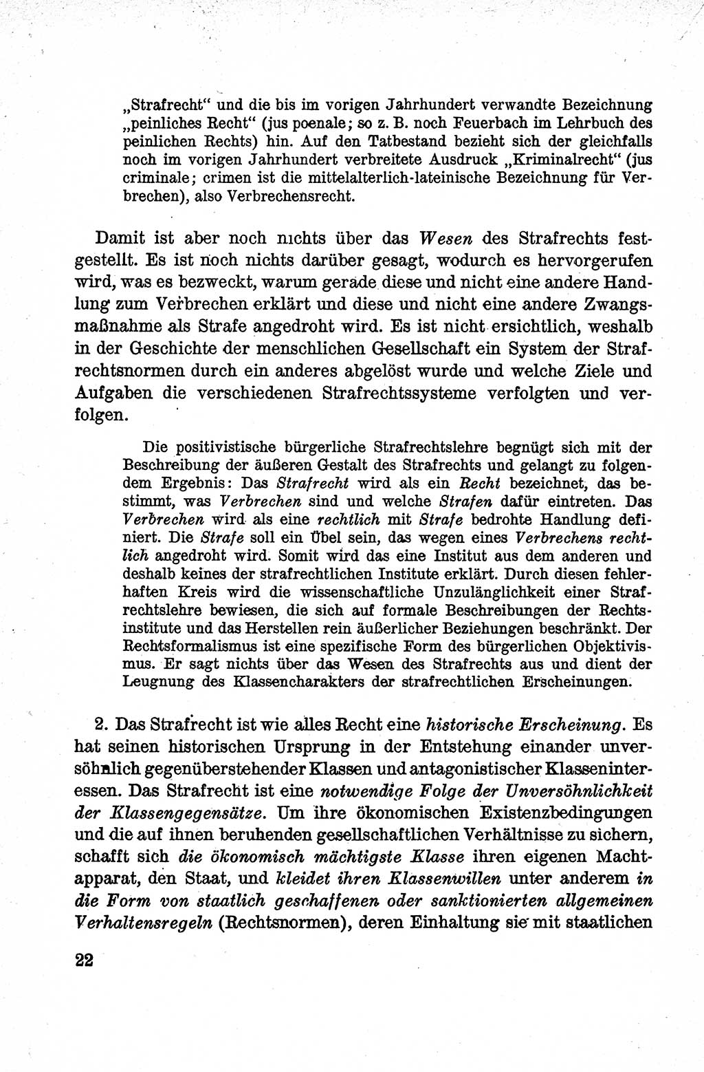 Lehrbuch des Strafrechts der Deutschen Demokratischen Republik (DDR), Allgemeiner Teil 1959, Seite 22 (Lb. Strafr. DDR AT 1959, S. 22)