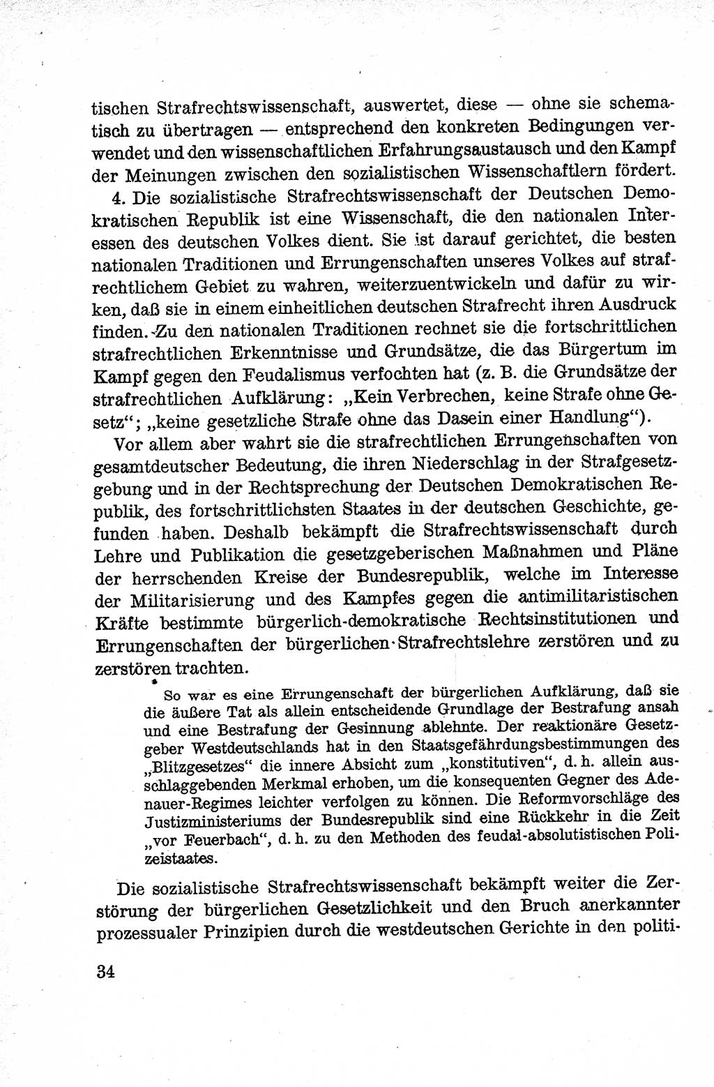 Lehrbuch des Strafrechts der Deutschen Demokratischen Republik (DDR), Allgemeiner Teil 1959, Seite 34 (Lb. Strafr. DDR AT 1959, S. 34)