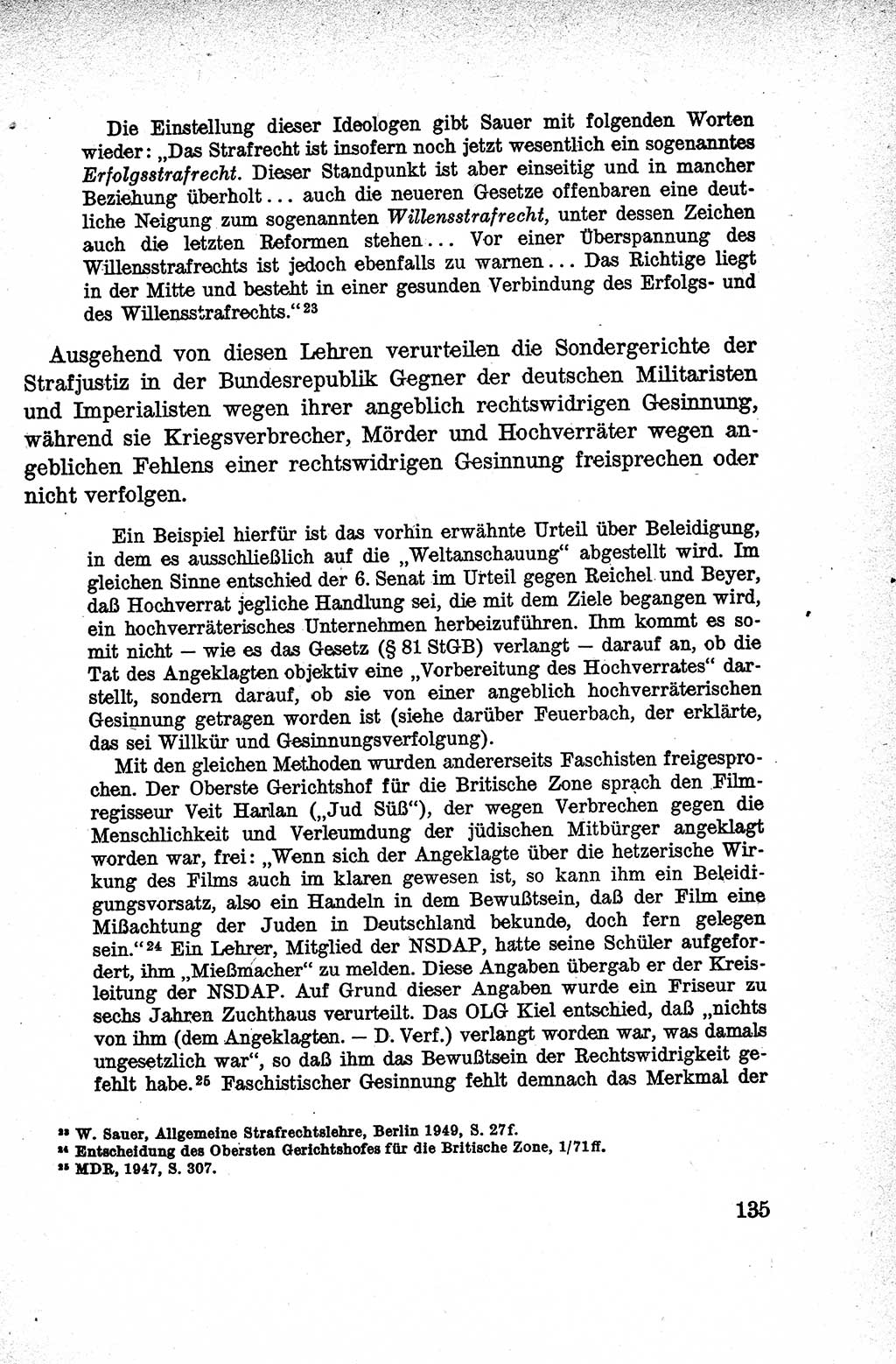 Lehrbuch des Strafrechts der Deutschen Demokratischen Republik (DDR), Allgemeiner Teil 1959, Seite 135 (Lb. Strafr. DDR AT 1959, S. 135)