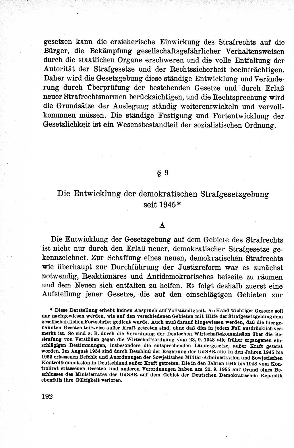 Lehrbuch des Strafrechts der Deutschen Demokratischen Republik (DDR), Allgemeiner Teil 1959, Seite 192 (Lb. Strafr. DDR AT 1959, S. 192)
