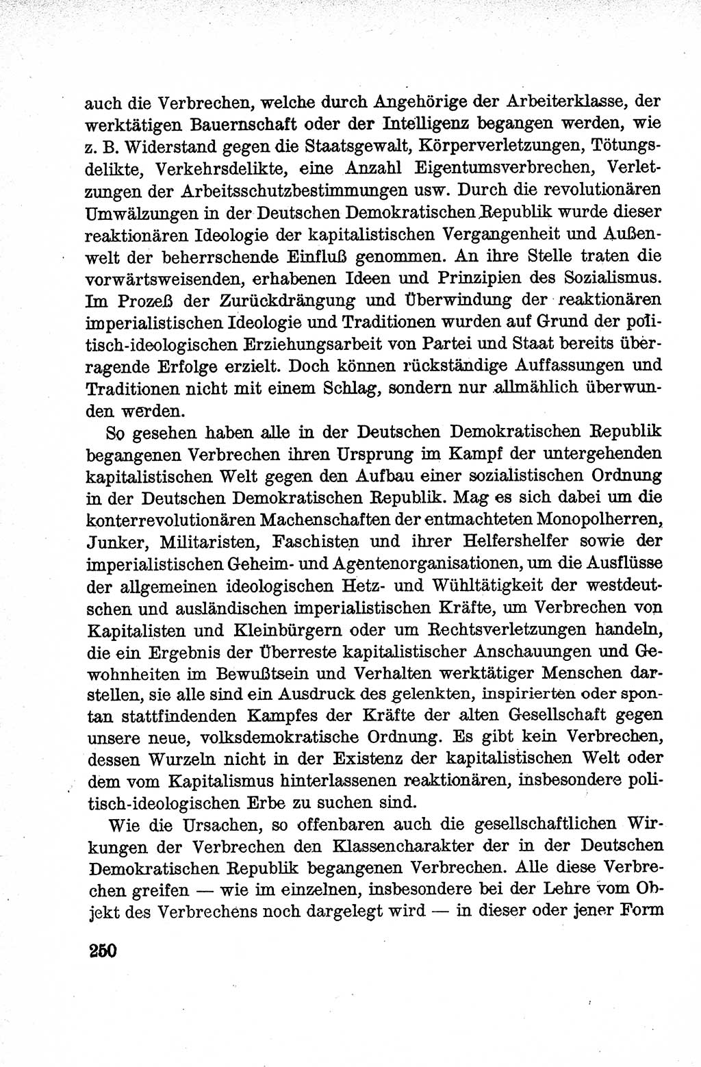 Lehrbuch des Strafrechts der Deutschen Demokratischen Republik (DDR), Allgemeiner Teil 1959, Seite 250 (Lb. Strafr. DDR AT 1959, S. 250)