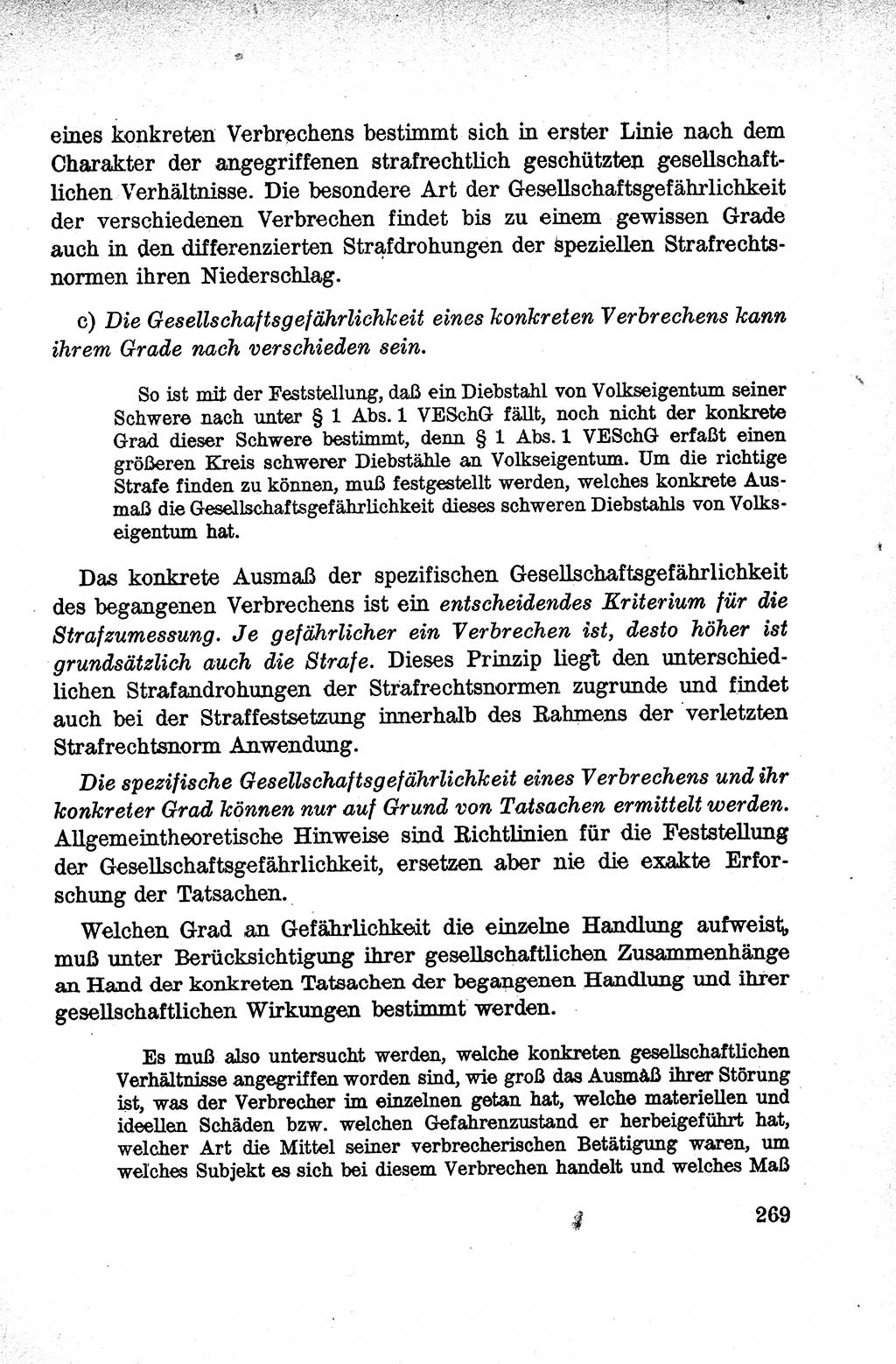 Lehrbuch des Strafrechts der Deutschen Demokratischen Republik (DDR), Allgemeiner Teil 1959, Seite 269 (Lb. Strafr. DDR AT 1959, S. 269)
