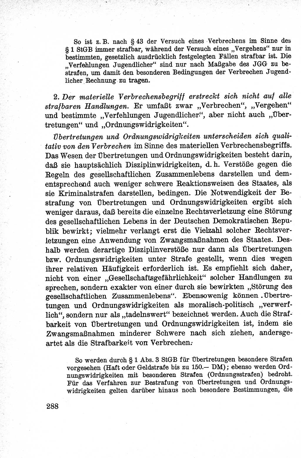Lehrbuch des Strafrechts der Deutschen Demokratischen Republik (DDR), Allgemeiner Teil 1959, Seite 288 (Lb. Strafr. DDR AT 1959, S. 288)