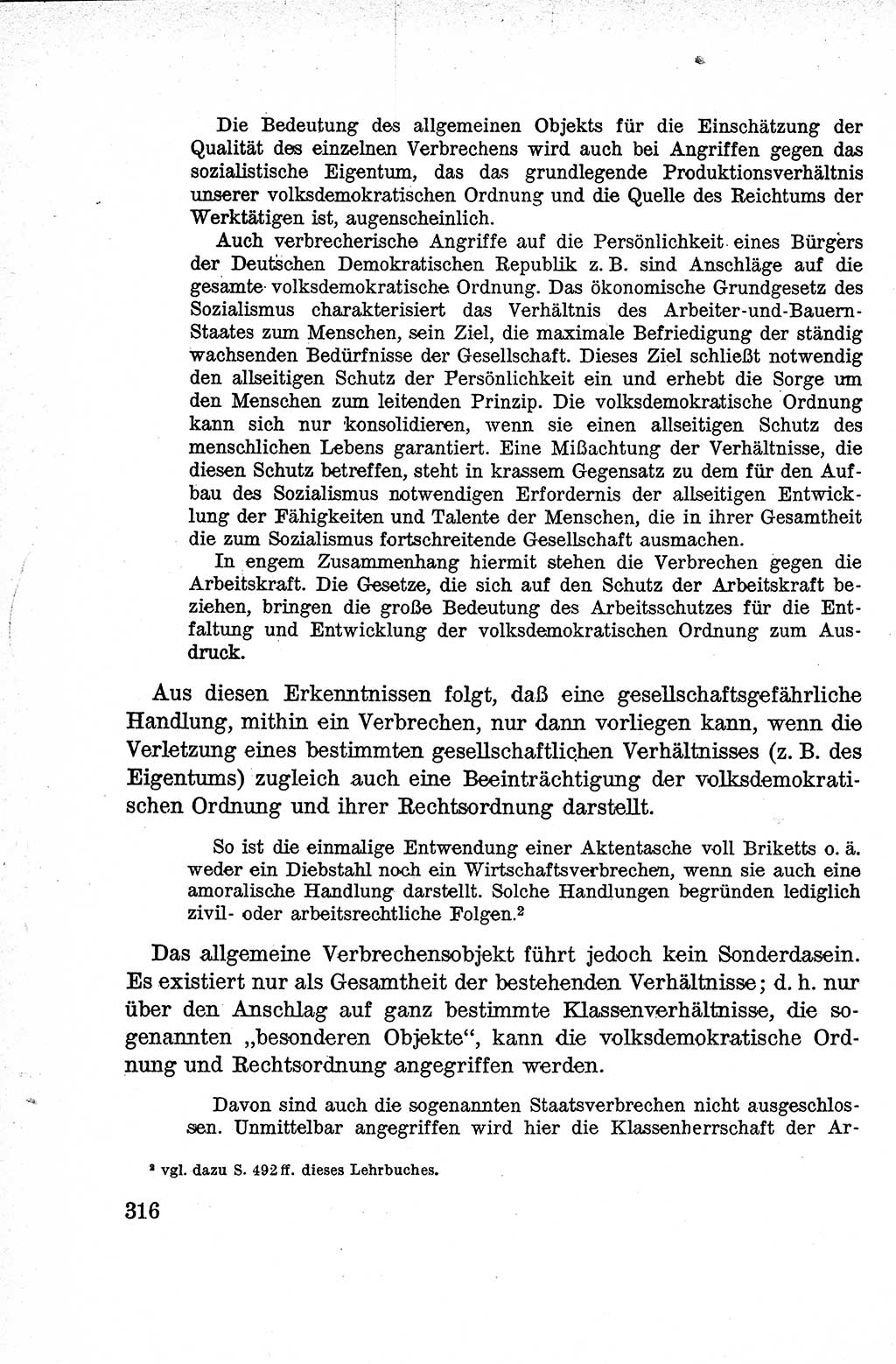 Lehrbuch des Strafrechts der Deutschen Demokratischen Republik (DDR), Allgemeiner Teil 1959, Seite 316 (Lb. Strafr. DDR AT 1959, S. 316)