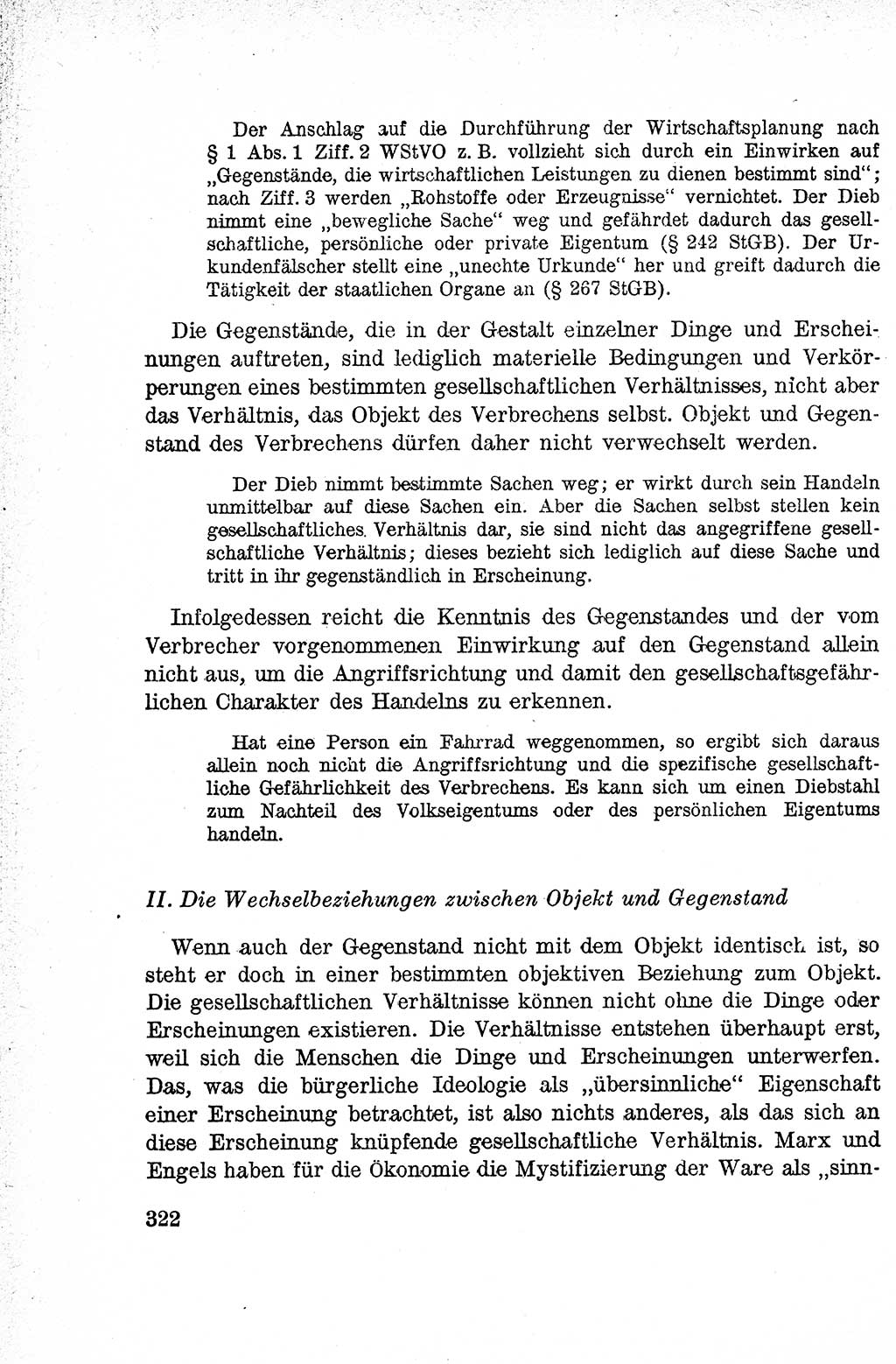 Lehrbuch des Strafrechts der Deutschen Demokratischen Republik (DDR), Allgemeiner Teil 1959, Seite 322 (Lb. Strafr. DDR AT 1959, S. 322)