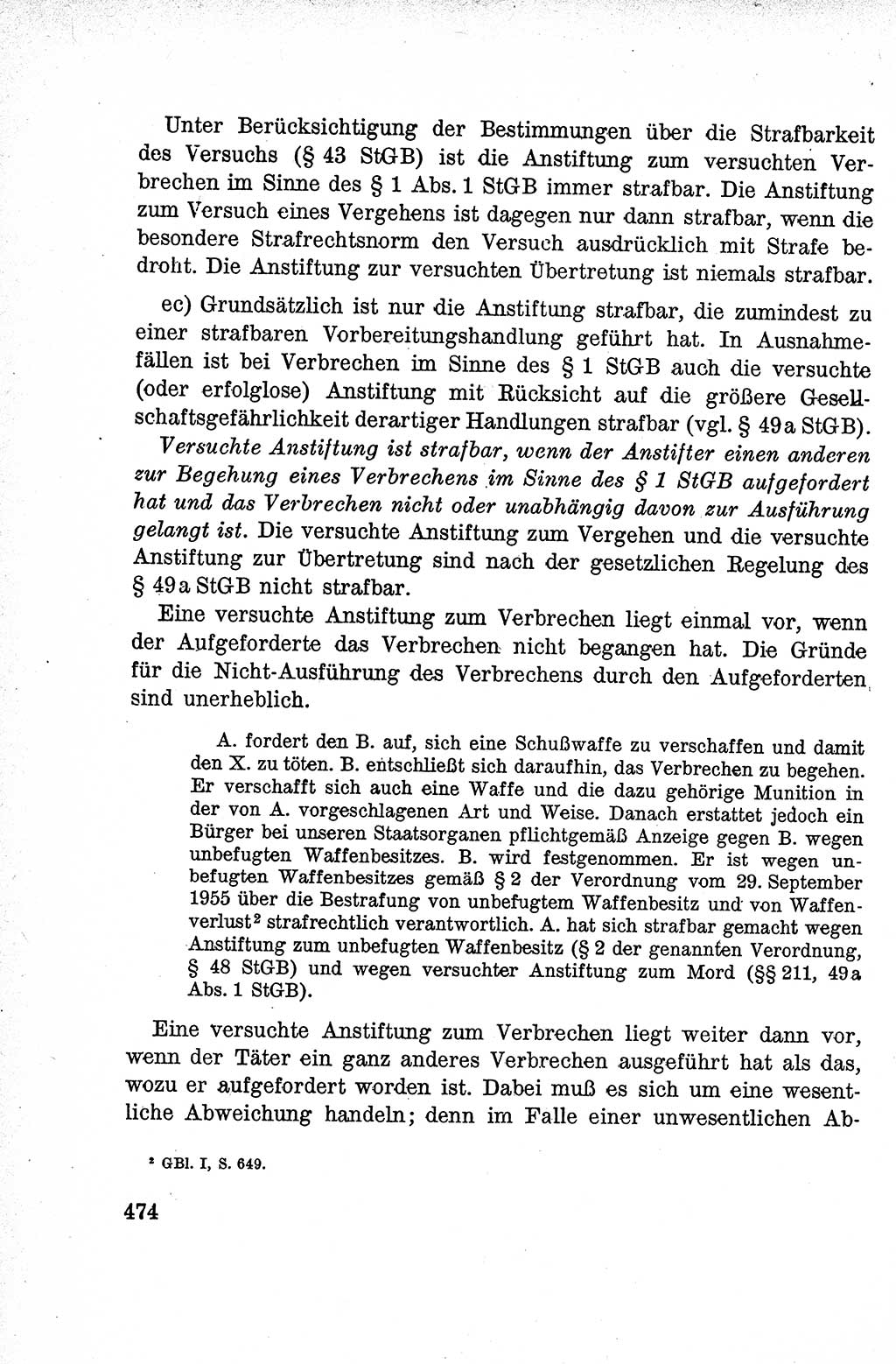 Lehrbuch des Strafrechts der Deutschen Demokratischen Republik (DDR), Allgemeiner Teil 1959, Seite 474 (Lb. Strafr. DDR AT 1959, S. 474)