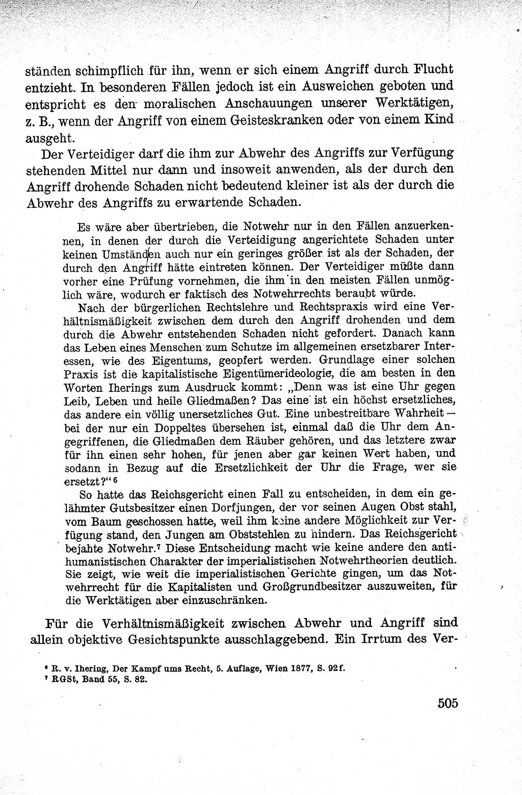 Lehrbuch des Strafrechts der Deutschen Demokratischen Republik (DDR), Allgemeiner Teil 1959, Seite 505 (Lb. Strafr. DDR AT 1959, S. 505)