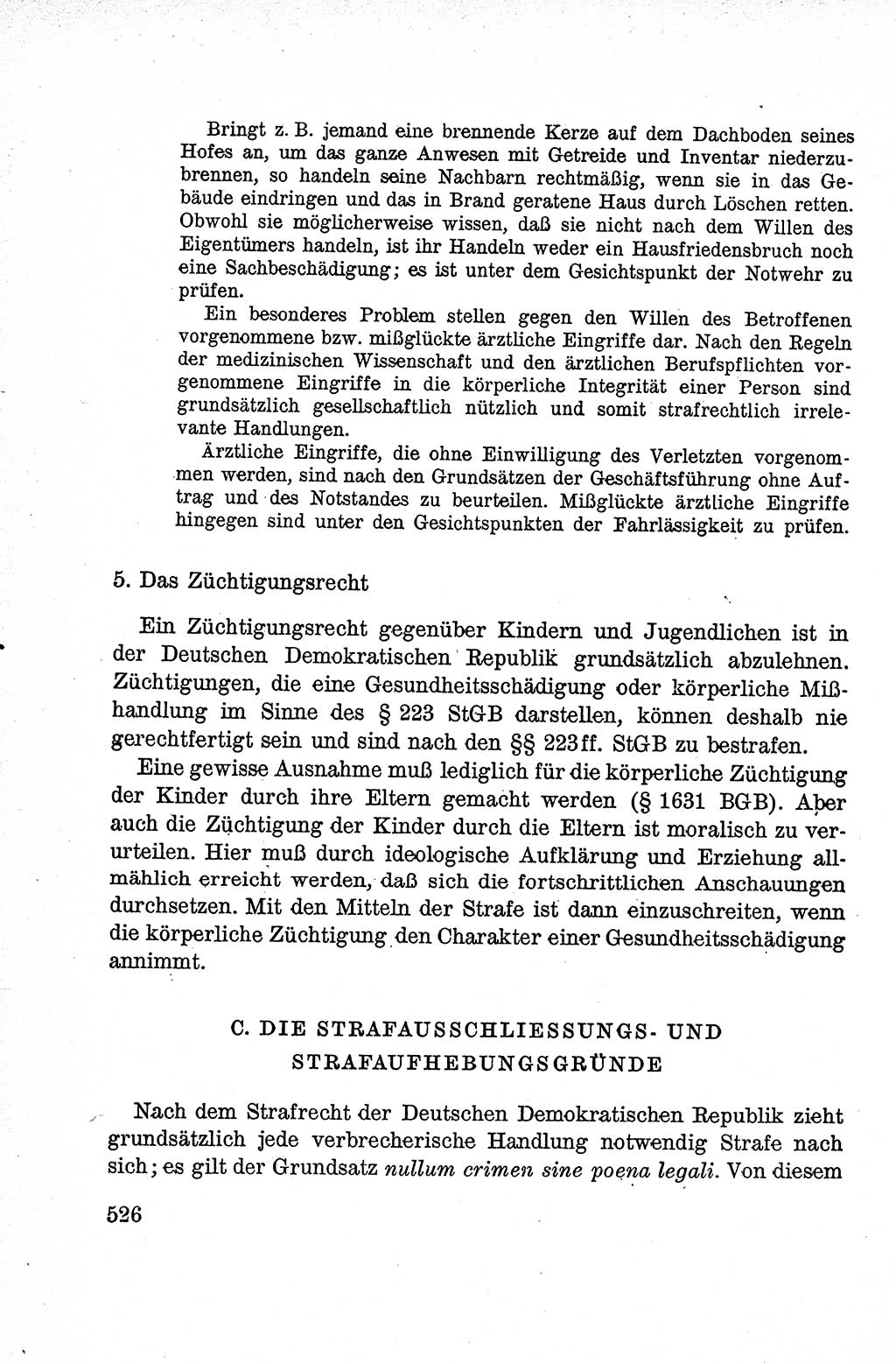 Lehrbuch des Strafrechts der Deutschen Demokratischen Republik (DDR), Allgemeiner Teil 1959, Seite 526 (Lb. Strafr. DDR AT 1959, S. 526)