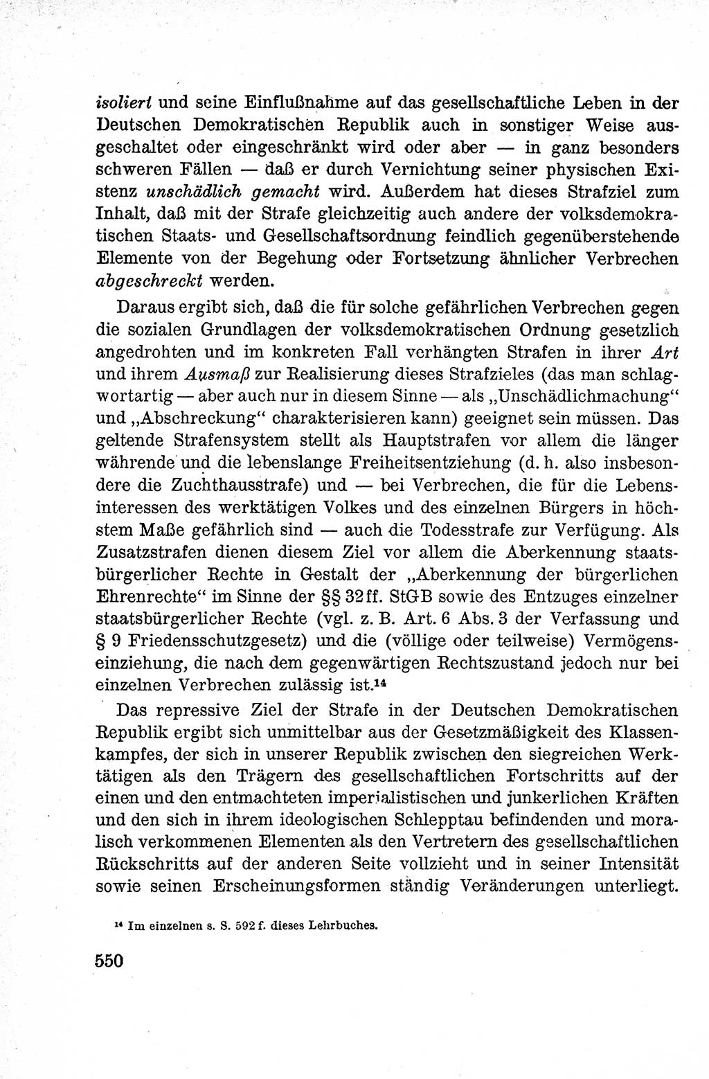 Lehrbuch des Strafrechts der Deutschen Demokratischen Republik (DDR), Allgemeiner Teil 1959, Seite 550 (Lb. Strafr. DDR AT 1959, S. 550)