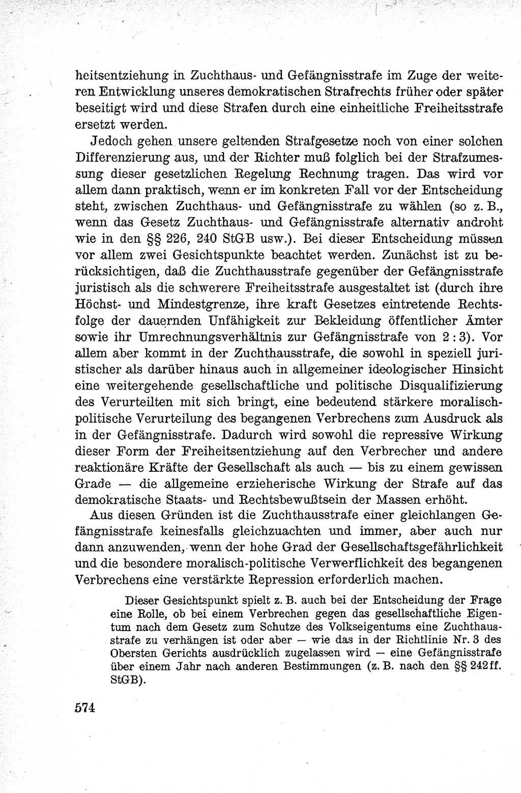 Lehrbuch des Strafrechts der Deutschen Demokratischen Republik (DDR), Allgemeiner Teil 1959, Seite 574 (Lb. Strafr. DDR AT 1959, S. 574)