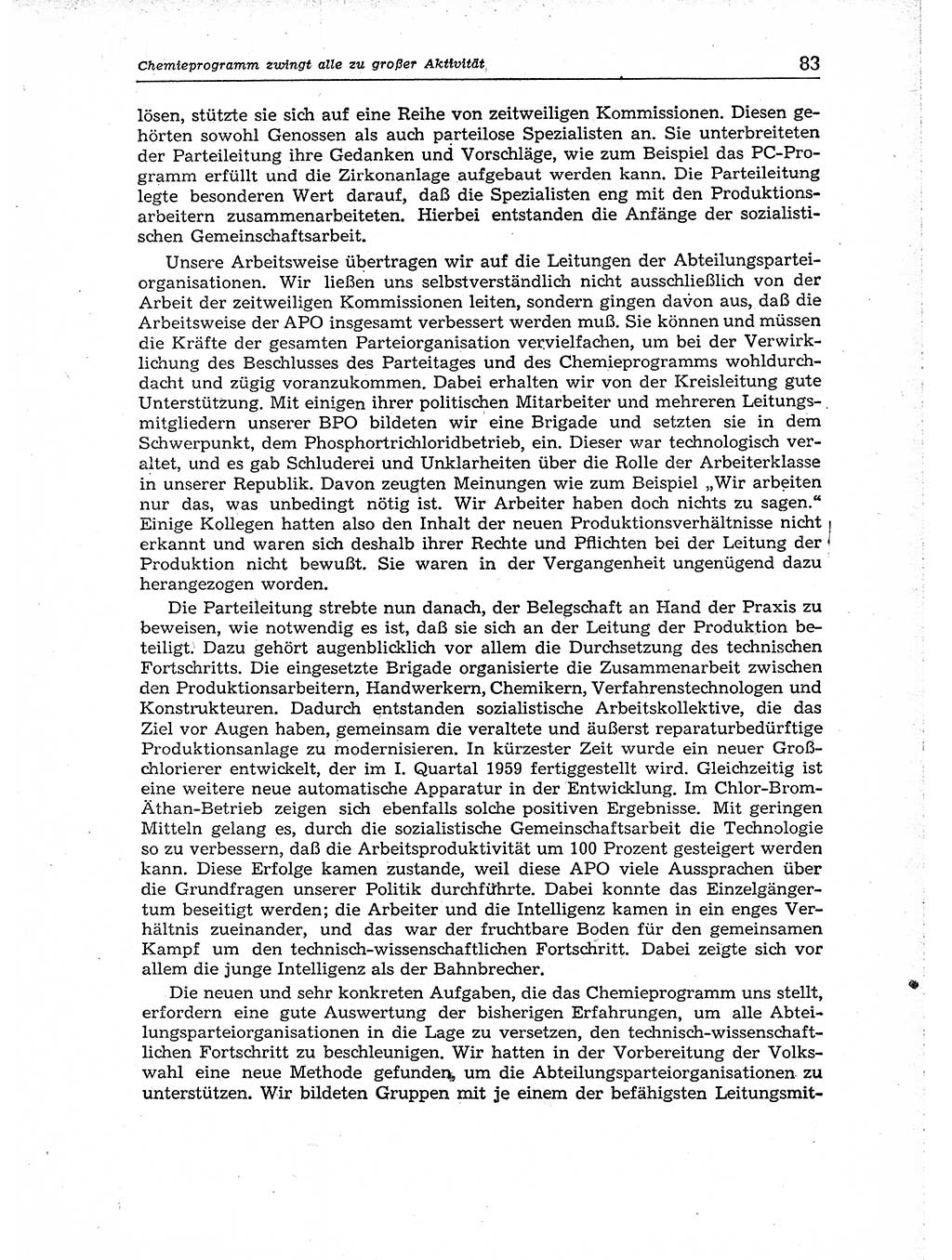 Neuer Weg (NW), Organ des Zentralkomitees (ZK) der SED (Sozialistische Einheitspartei Deutschlands) für Fragen des Parteiaufbaus und des Parteilebens, 14. Jahrgang [Deutsche Demokratische Republik (DDR)] 1959, Seite 83 (NW ZK SED DDR 1959, S. 83)